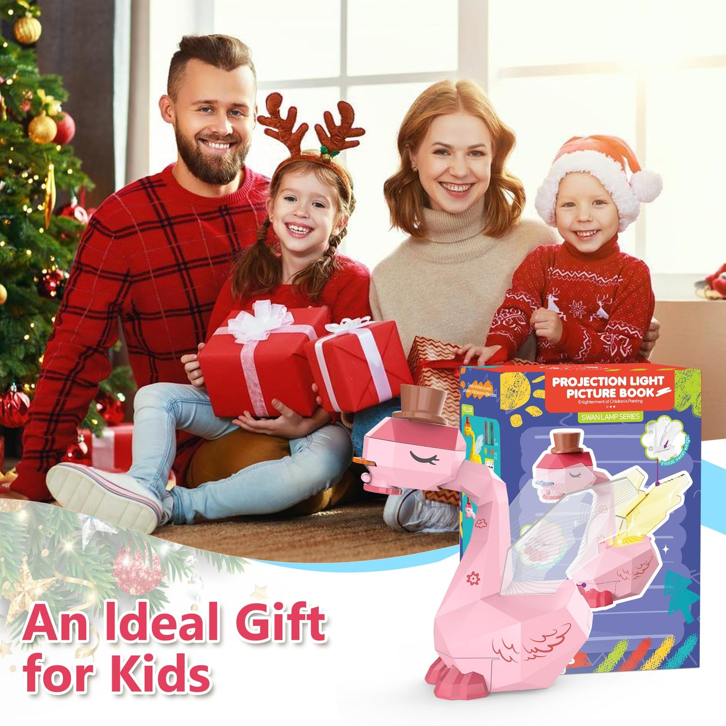 MFEESYOB Kids Drawing Projector, Drawing and Drawing Projector for Kids with Cute Swan Appearance, Smart Art Sketch Projector with 96 Templates, Toddler Toys