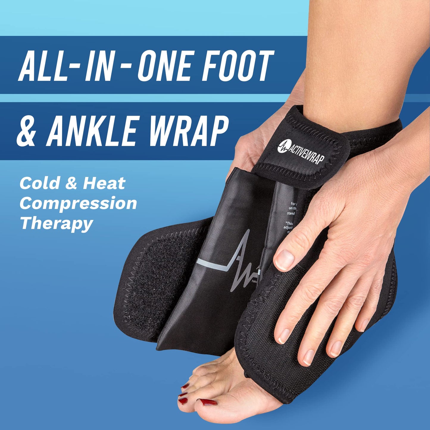 ActiveWrap Foot & Ankle Heat and Ice Pack Wrap for Heel, Arch, and Ankle Discomfort, Swelling, Soreness, and Injury Recovery– Reusable Hot & Cold Wrap with Adjustable Compression Straps, Large/X-Large