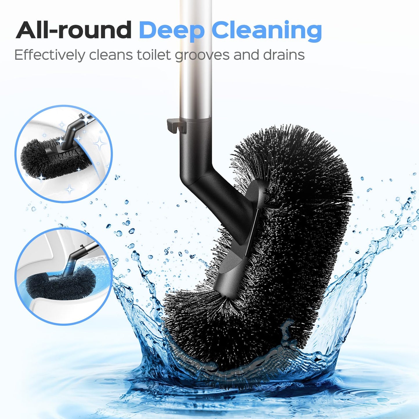 HAMITOR Toilet Plunger and Brush Set: 2 Pack 2 in 1 Stainless Steel Rustproof Combo with Curved Bristles - Heavy Duty Toilet Unclogging for Family Bathroom - Compact Apartment Cleaning Accessories