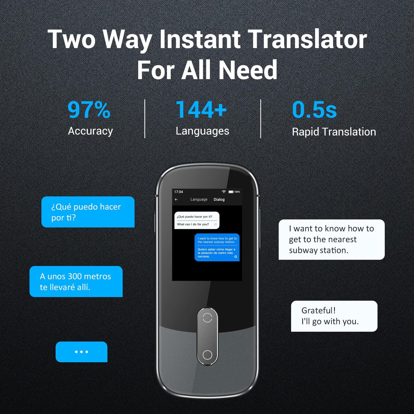 Anfier Offline Language Voice Translator Device W09 PRO for 144 Languages and Accents Photo Translation No WiFi Internet Needed for Travel Business W09 Grey