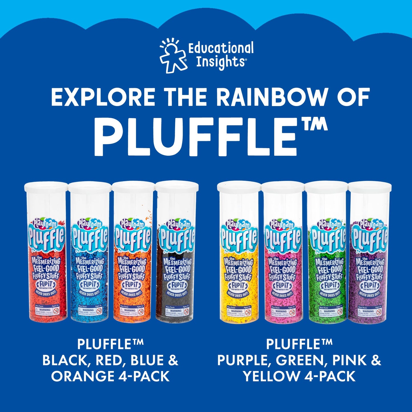 Educational Insights Pluffle® Ocean Sensory Set with 2 Colors of Pluffle, 9 Piece Set, Ages 3+