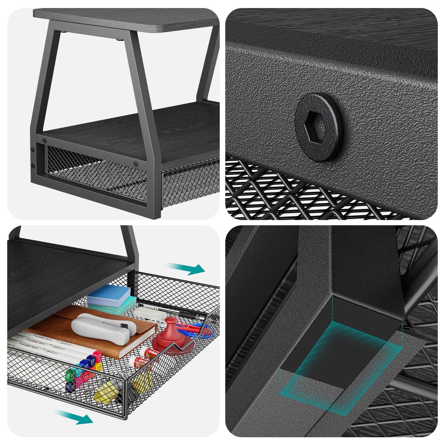 Vfelf 2-Tier Printer Stand with Storage, Desktop Organizer for Printer Paper, Desk Shelf for Office and Home Printers Tables, Black