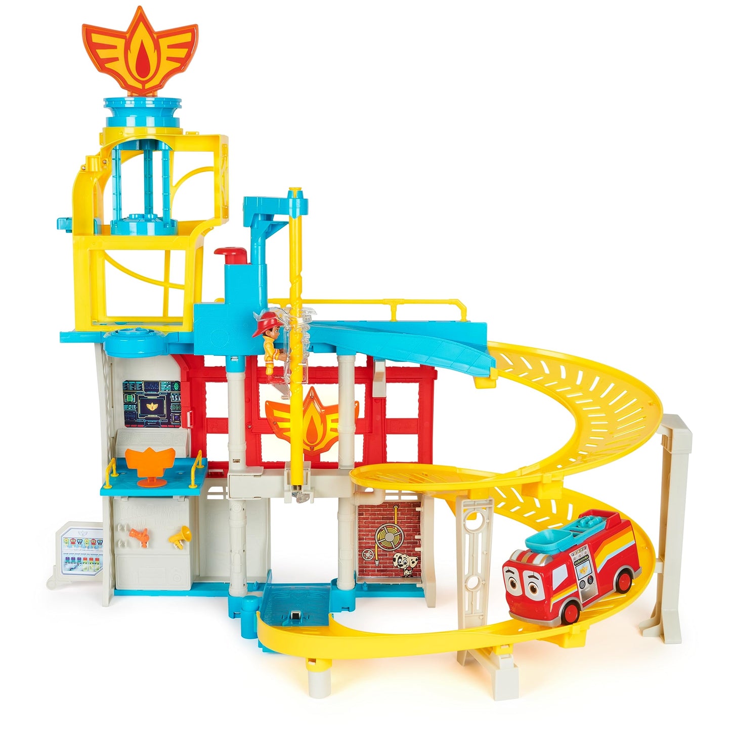 Disney Junior Firebuds HQ Playset with Lights, Sounds, Fire Truck Toy, Action Figure and Vehicle Launcher, Kids Toys for Boys and Girls Ages 3 and Up
