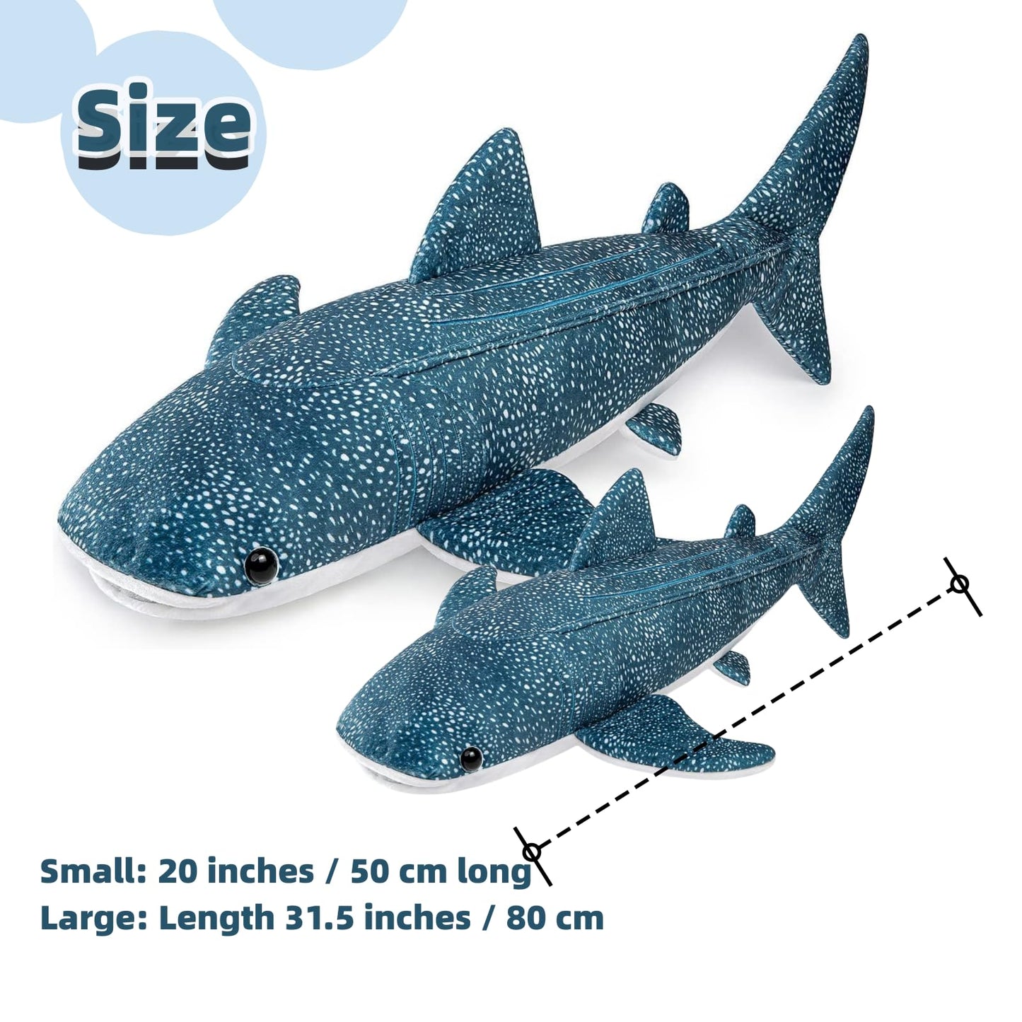 FRANKIEZHOU Simulation Giant Whale Shark Plush,Stuffed Animal,Plush Toy,Soft Toy,Stuffed Toy,Cuddly Toys,Gifts for Kids,31.5 Inches,Blue