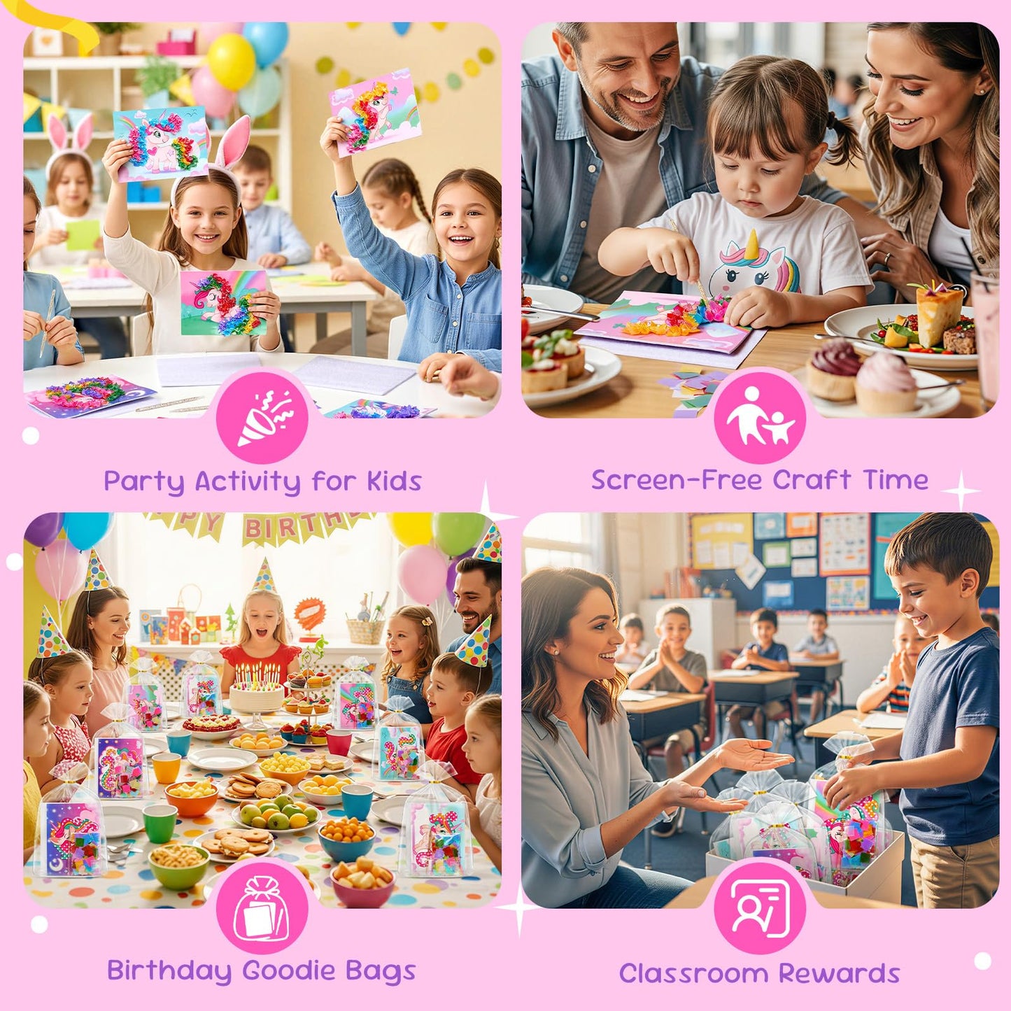 JoyCat 24 Pack Unicorn Poke Art Party Favors -Sticker Craft Kits for Kid, Mess-Free Art and Craft for Kids Ages 4 5 6 7 8 9, DIY Creative Activity, Classroom Prizes & Goodie Bag Easter Basket Stuffers