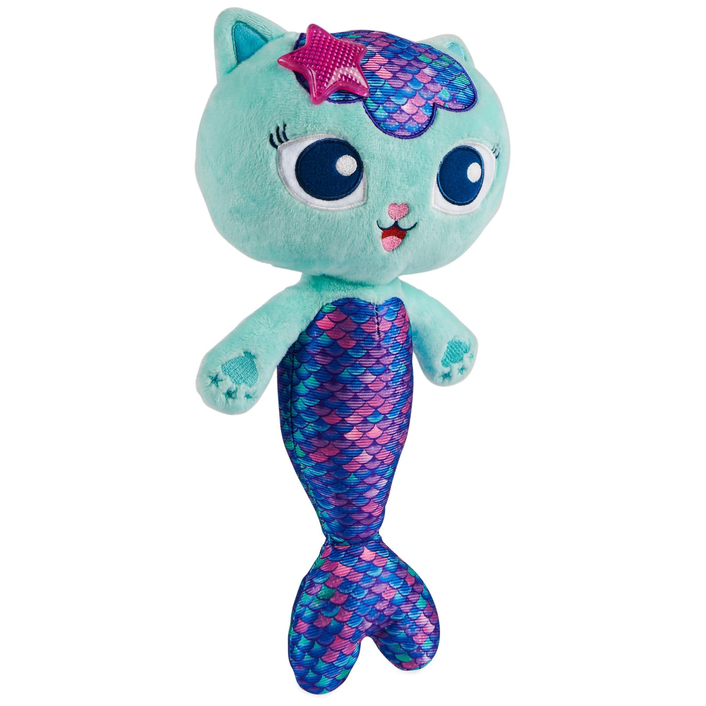 Gabby’s Dollhouse, 14-inch Interactive Talking Mercat Plush Kids Toys with Lights, Music and Phrases Stuffed Animals for Girls and Boys Ages 3 and up