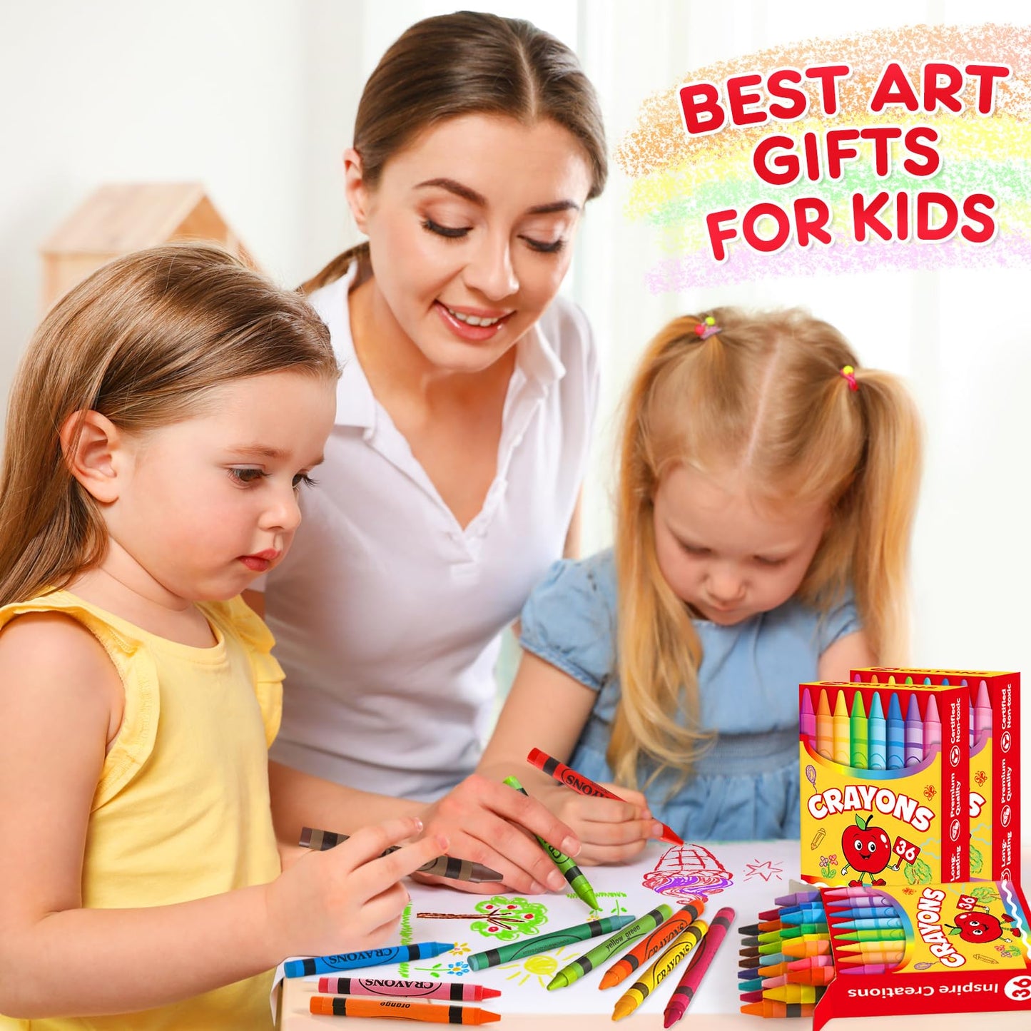 36 Pack Crayons Bulk, Premium Crayon for Arts Crafts, Back to School Essentials for Kid Toddler, Non Toxic Washable Crayon Party Favors Supplies for Classroom Homeschool, 24 Count Crayons Each Box
