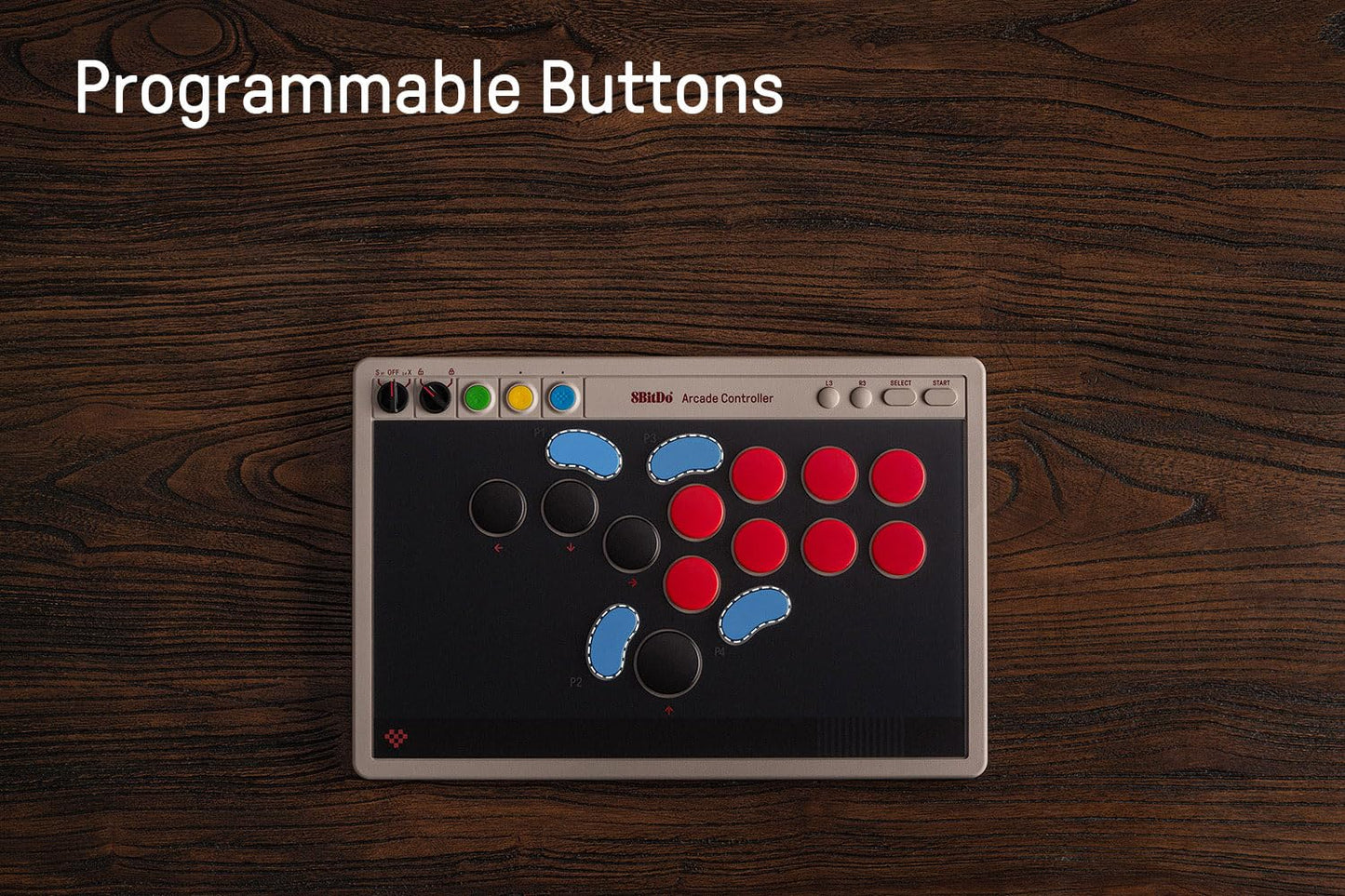 8Bitdo All-Button Arcade Controller for Switch/Switch 2 & Windows – Bluetooth, 2.4G, Wired Connectivity, Low-profile Mechanical Switches, 4 Programmable Buttons with fast-mapping, Hot-swappable PCB