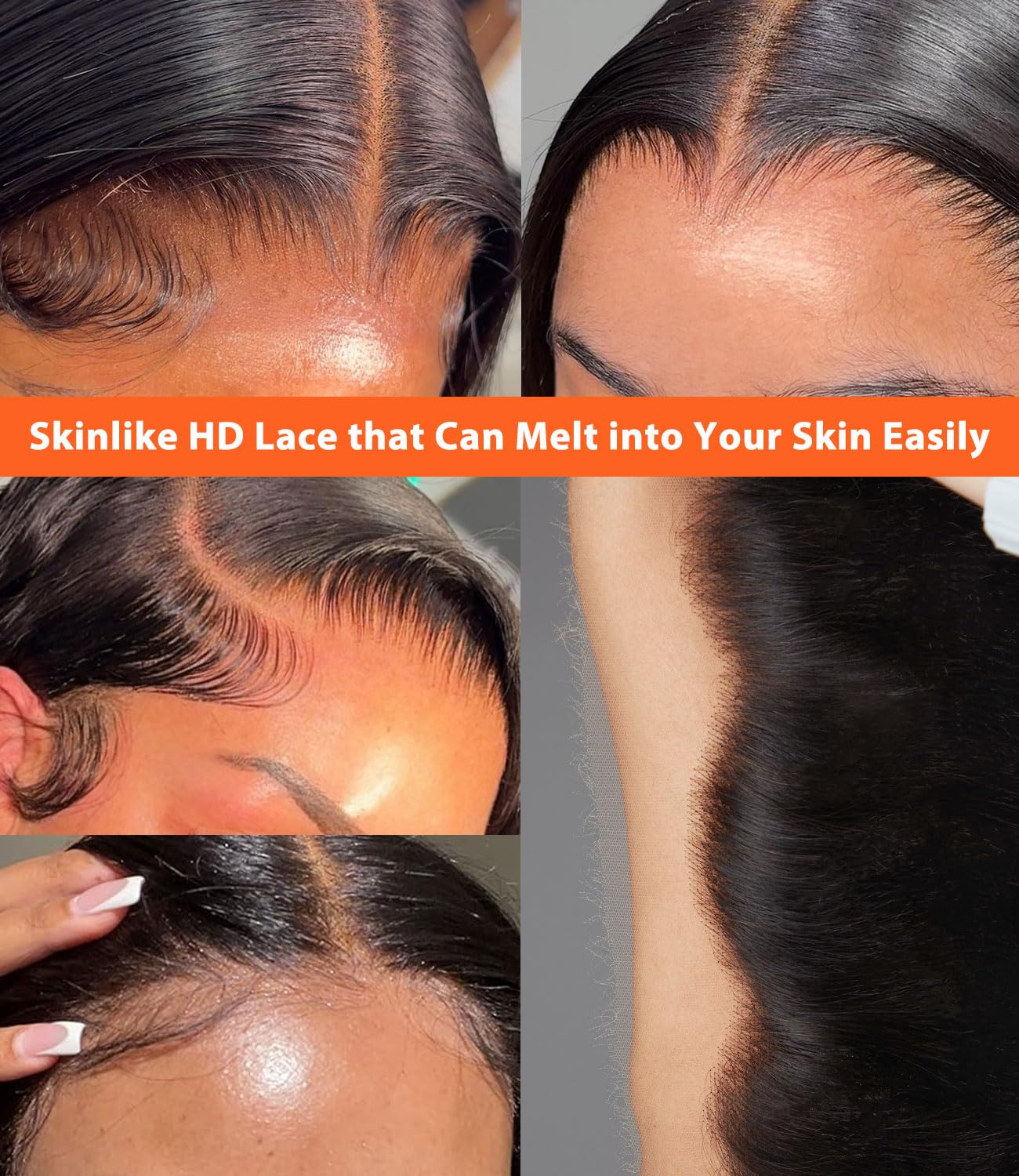 Mlip 5x5 HD Lace Closure Body Wave, 0.10mm Ultra Thin Invisible Swiss Lace, Skinlike Real HD Lace Melt into Skin Perfectly, Pre-plucked Natural Hairline, Raw Indian Human Hair 14 Inches