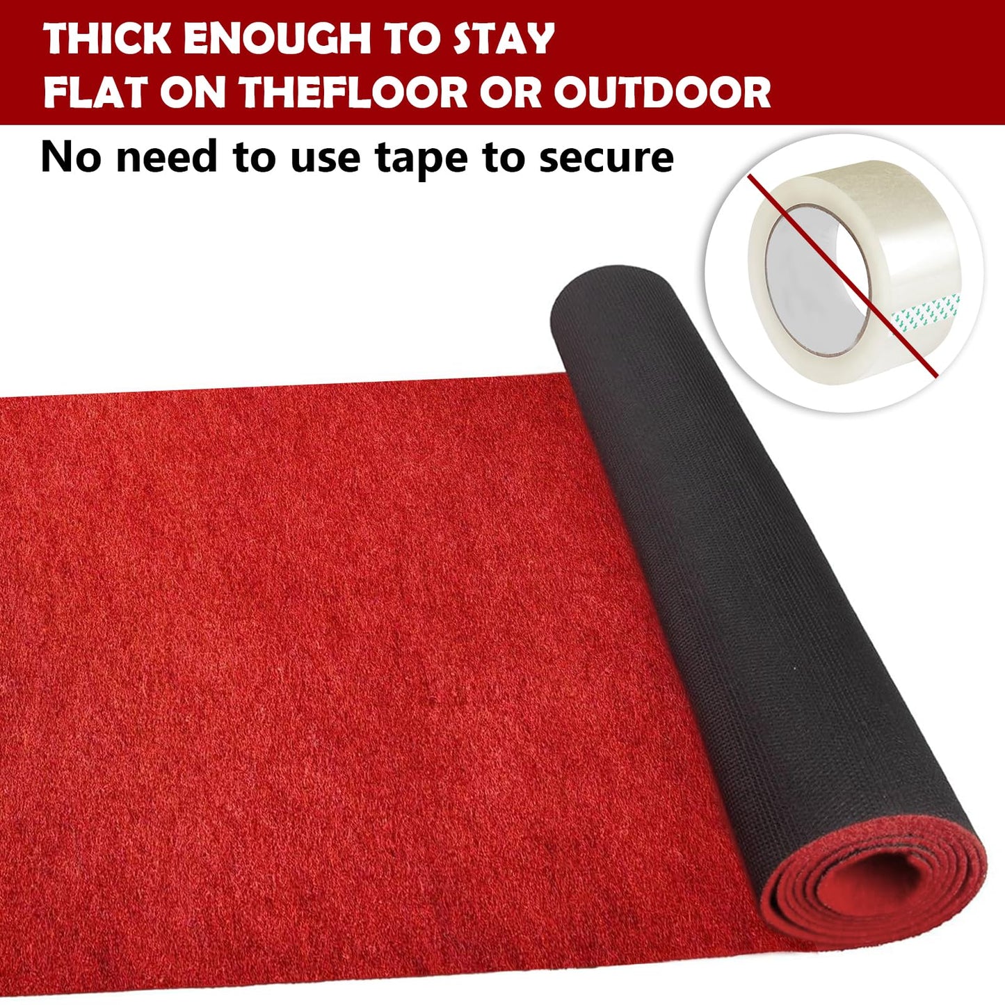 450 GSM Extra Thick Waterproof Red Carpet Runner for Events Decorations, 3X10 Ft Not Slip Red Runner Aisle Runway Rug for Wedding, Party, Banquet, Activity Entrance and Special Events Decorations
