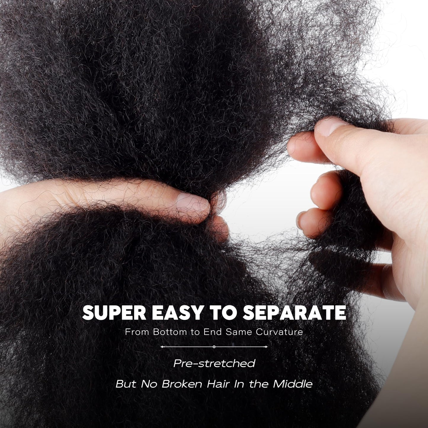 BLL Afro Kinkys Bulk Human Hair-100% Human Hair for Mini Twist Braiding Dreadlock Loc Extensions Afro Kinky Curly Hair Bulk Black Color (1B, 16 Inch (Pack Of 1))
