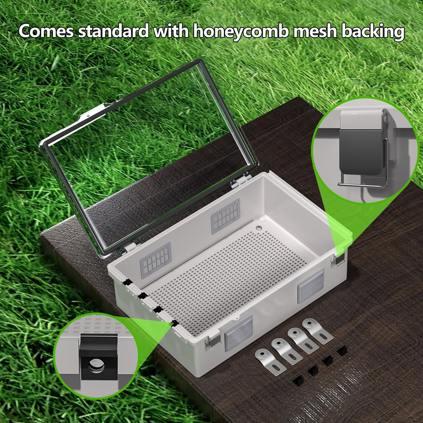 Animacyn ABS Electrical Junction Box, Ventilated Design, Cable Grommets, IP65 Waterproof Enclosure, Indoor/Outdoor Use with Mounting Panel. (Clear Cover, 15.7"x11.8"x7.1")