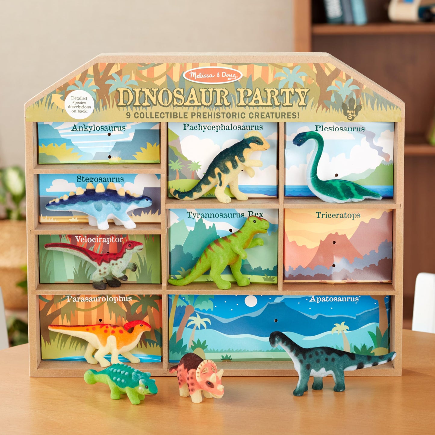 Melissa & Doug Dinosaur Party Play Set - 9 Collectible Miniature Dinosaurs in a Case