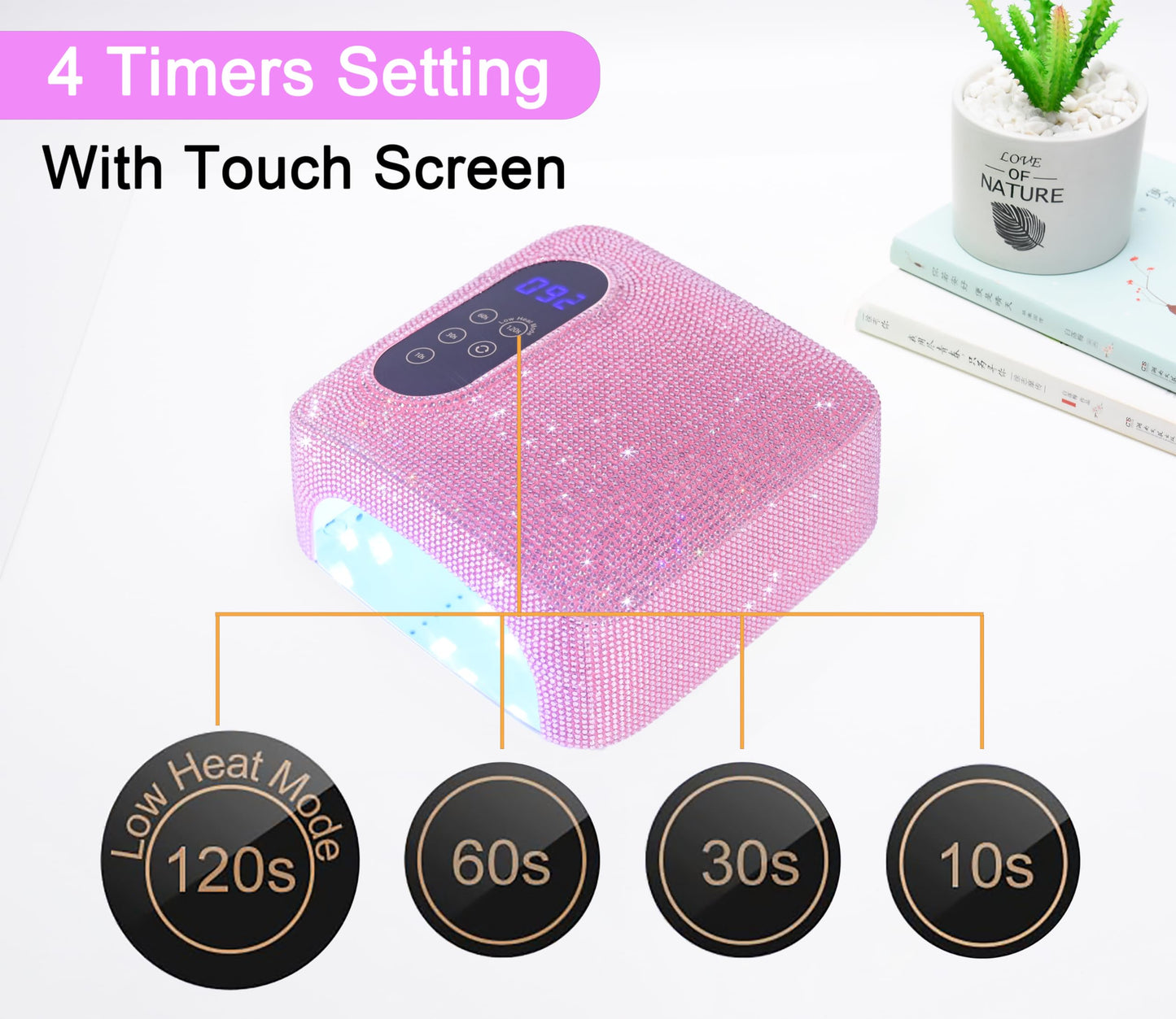 72W Cordless Led Nail Lamp, Rechargeable Nail Dryer, Portable Gel UV Led Nail Light with 4 Timer Setting Sensor, Professional Gel Nail Lights Nail Art Manicure Tools for Home and Salon