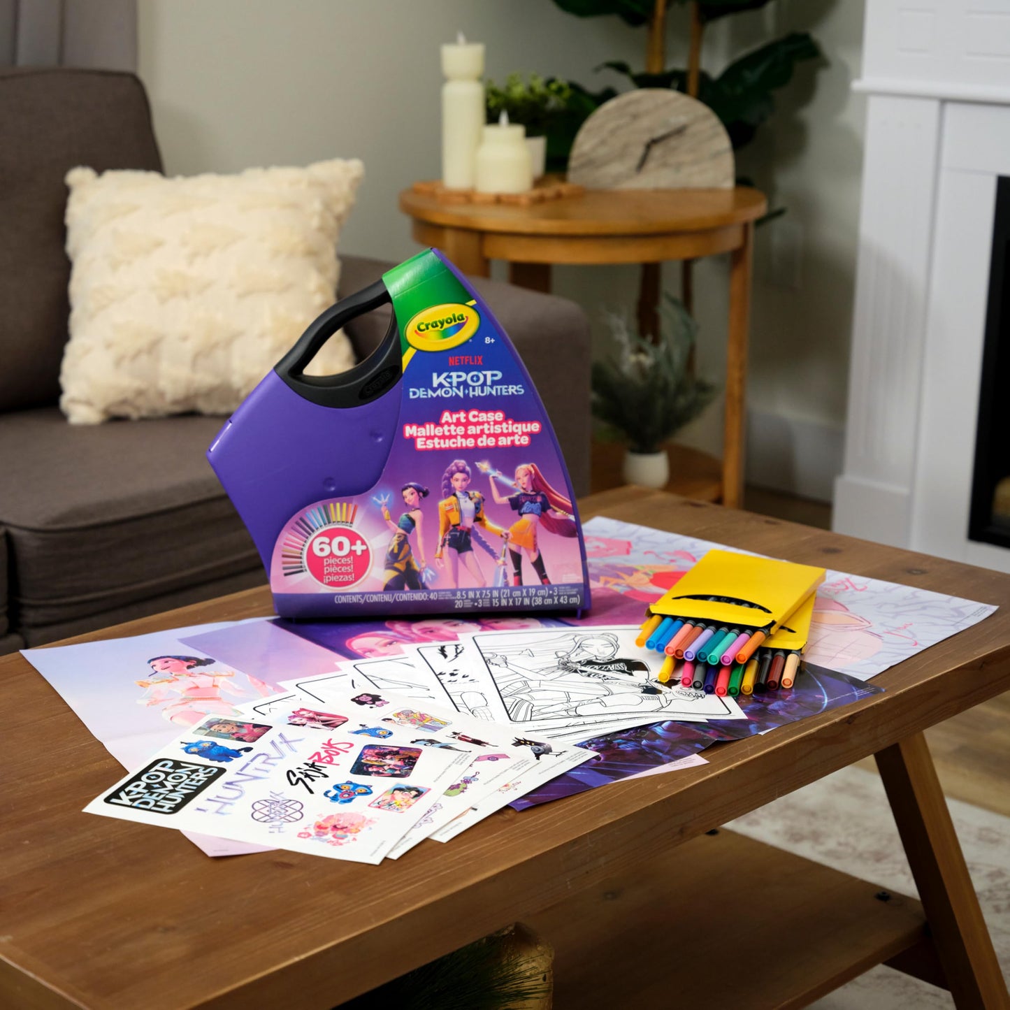 Crayola K‑Pop Demon Hunters Art Case, 40+ Pc Coloring & Sticker Kit, Travel Activity for Kids, Gift for Ages 8+