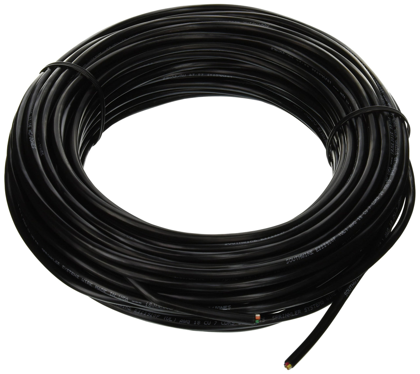 Southwire 49273643 100' 18/7 Multi-Conductor Sprinkler Wire For Outdoor Use, Black, Foot