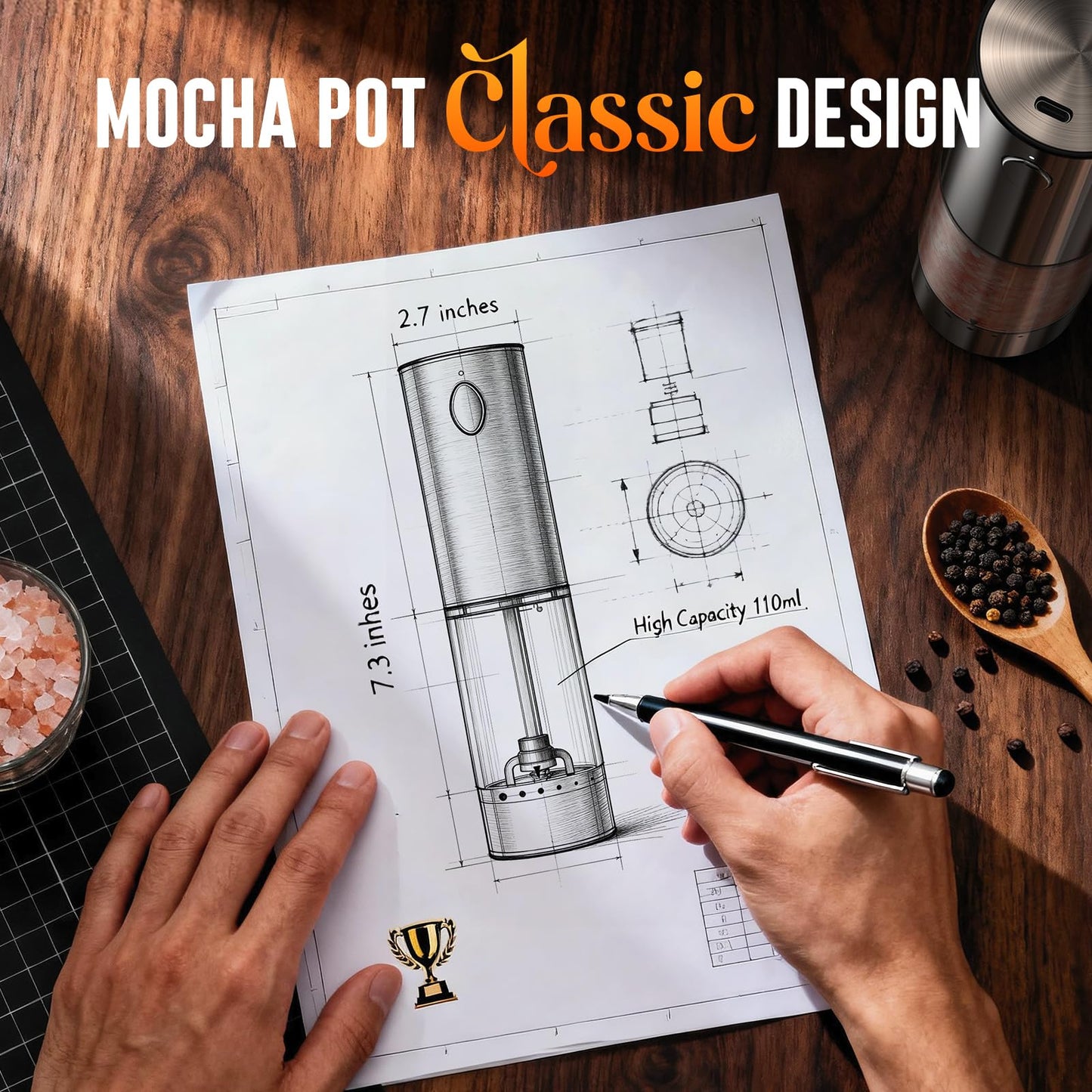 Electric Salt and Pepper Grinder Set โ Rechargeable Automatic Salt and Pepper Shaker with 6 Adjustable Coarseness, Large-Capacity Pepper Mill Kitchen Appliances and Home Essentials Gifts for Women