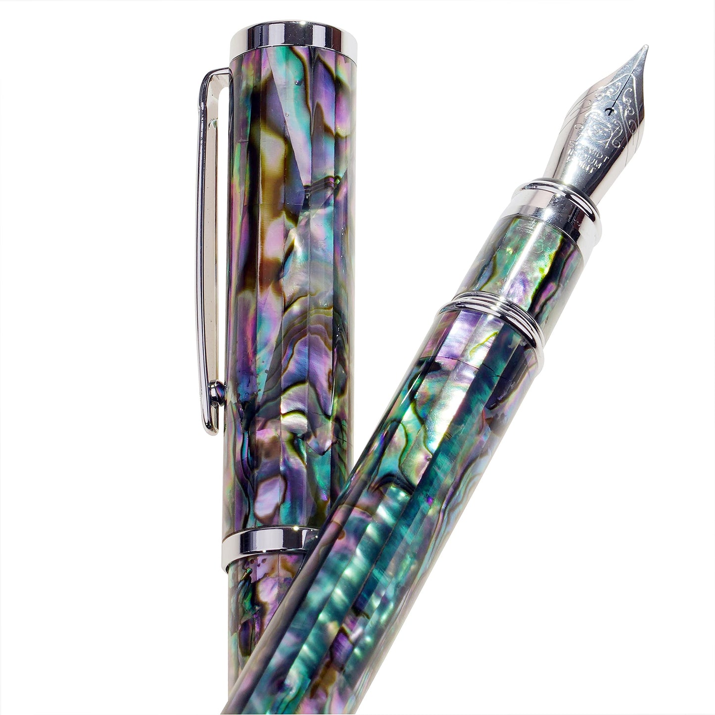LACHIEVA LUX Abalone Shell Fountain Pen with German-Made Fine Nib – Smooth Ink Flow, Refillable Ink Converter, Handcrafted Luxury Pen for Calligraphy & Gift Set