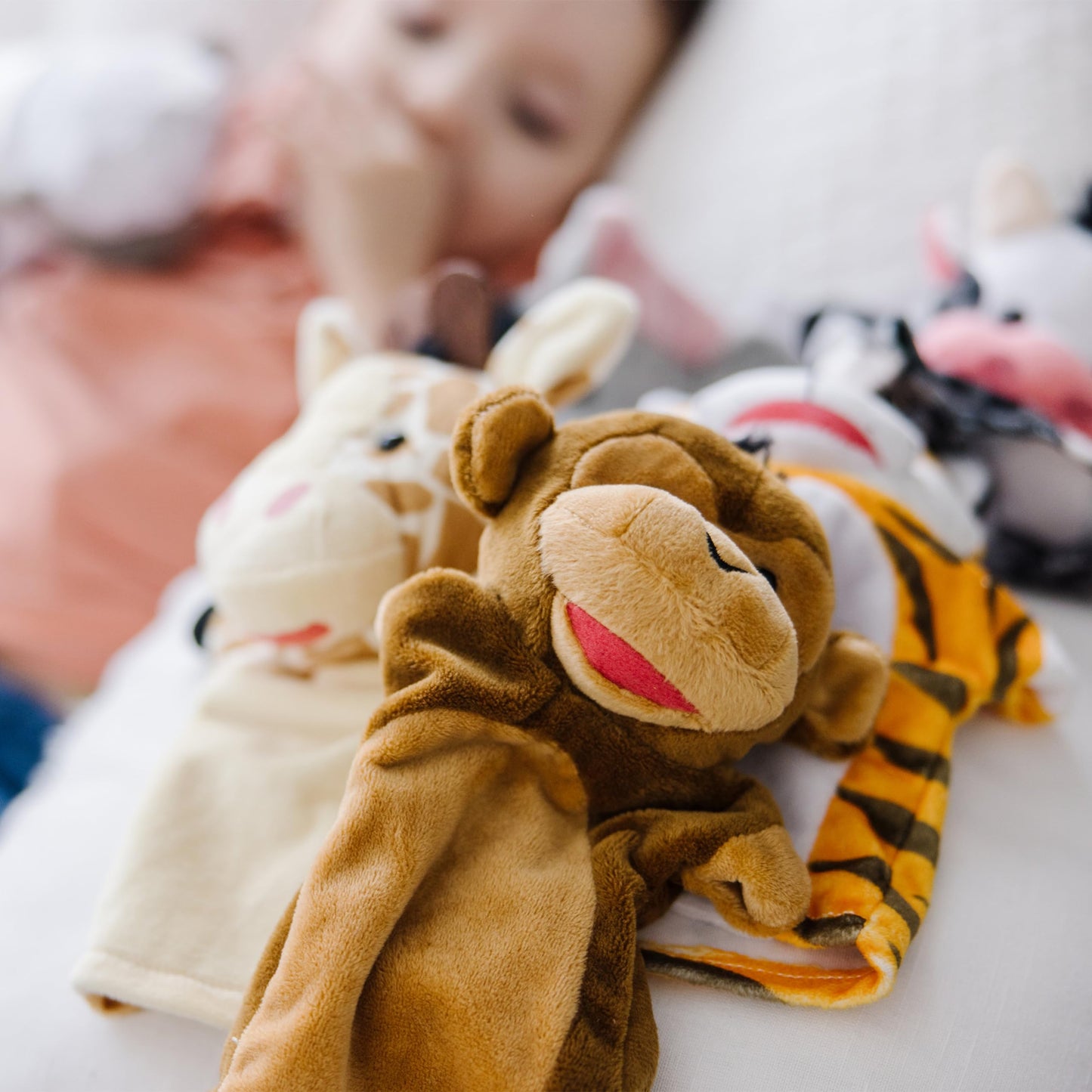 Melissa & Doug Animal Hand Puppets 2-Pack (4 Animals in Each) - Zoo Friends and Farm Friends