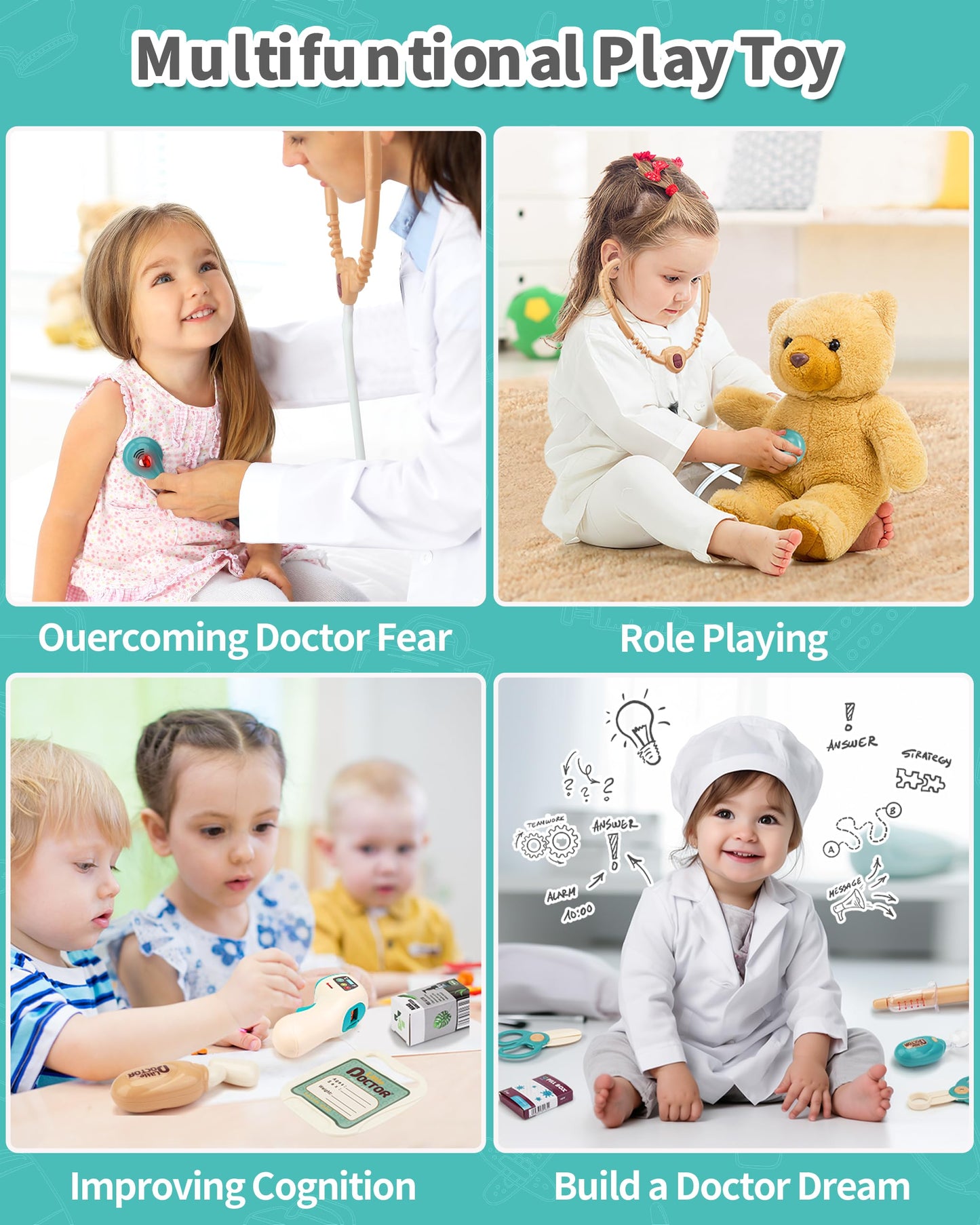 Jovow Doctor Kit for Kids, Pretend Medical Station Set for Boys & Girls,Pretend Medical Kit Toy, Mobile Cart with Sound and Light Functions, Kids Doctor Kit for Toddlers 3-5 Birthday Gift