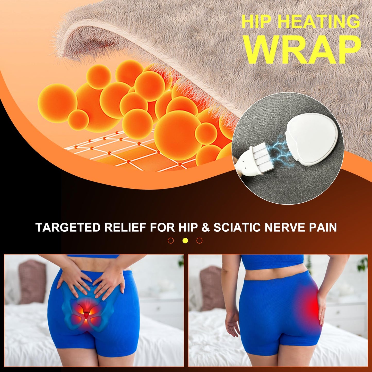 Koviti Hip Heating Pad for Sciatica Pain Relief - Heated Hip Support Brace Electric Heat Pad for Lower Back Thigh Buttock Birthday Gifts Hot Physical Therapy for Women Men Mom