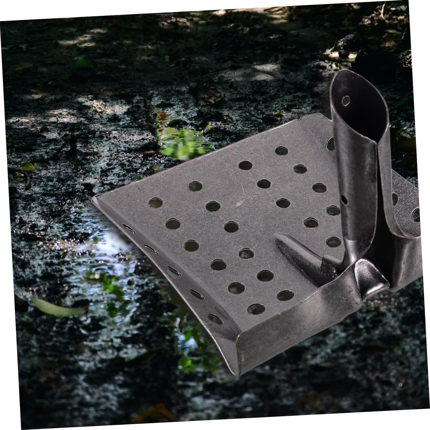 Garden Shovel Leak Hole Shovel Mud Sifting Shovel Sewer Sifting Shovel Garden Shovel Silver Metal Iron Square Sieve Shovel Square Sifting Shovel Metal Sifting Shovel Tool