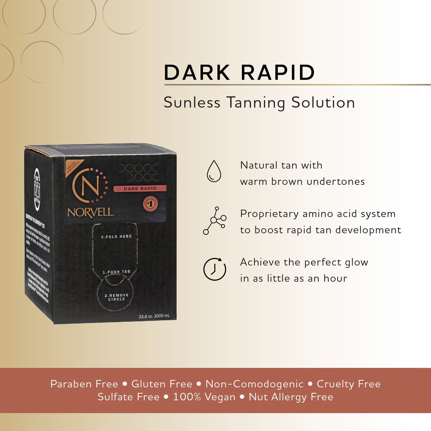 Norvell Premium Sunless Tanning Solution - One Hour Rapid, 1 Liter Box