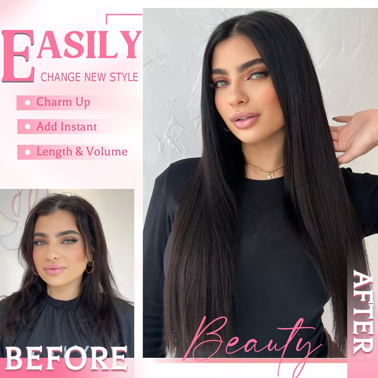 Tebelove Clip in Hair Extensions Real Human Hair, 100g/3.6oz, Clip in 100% Brazilian Remy Human Hair Extension for Women, Double Weft 8pcs Per Set with 18 Clips 1B Natural Black 16 Inch