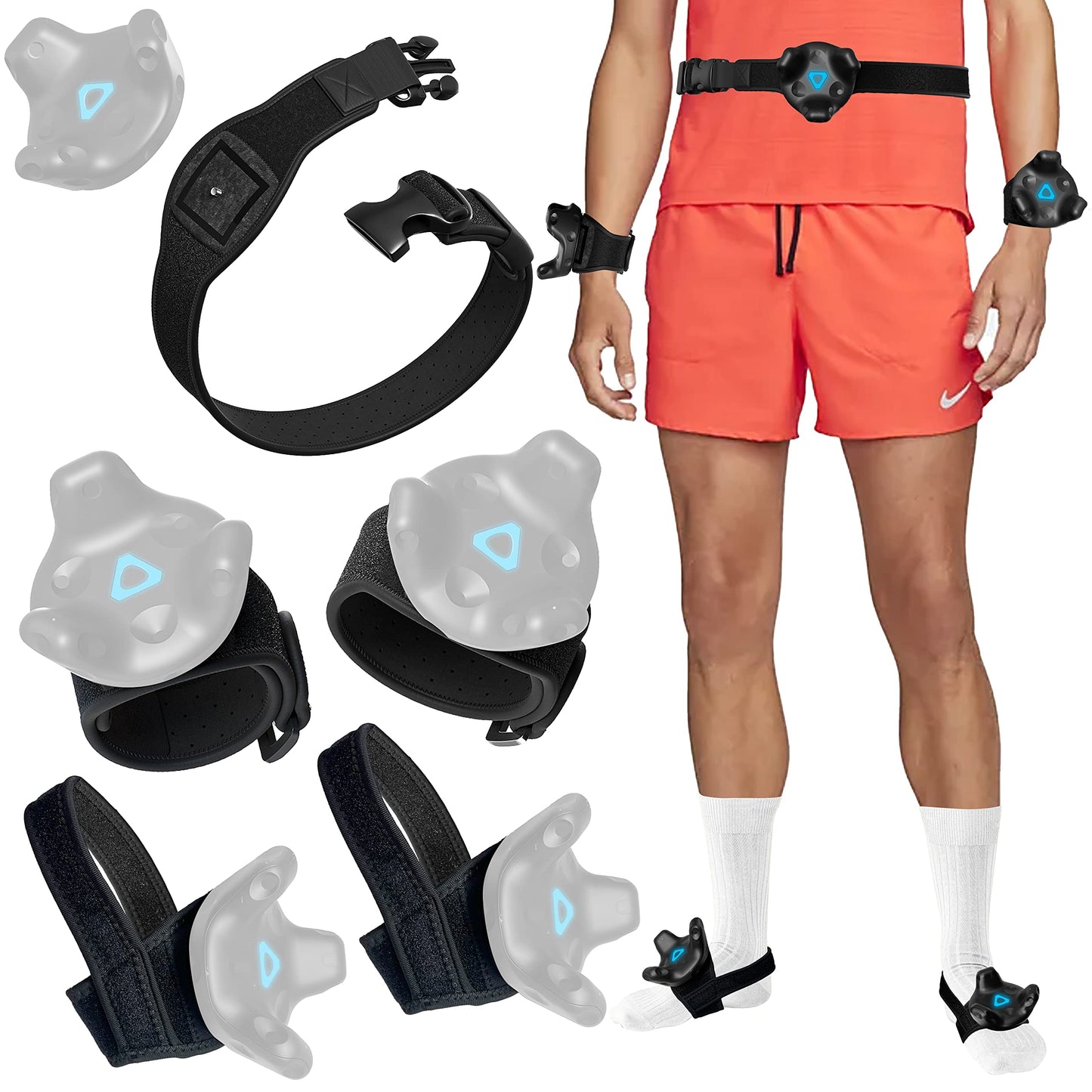 Skywin VR Tracker Belt, Tracker Hand and Feet Strap Bundle for HTC Vive System Tracker Pucks (1 Belt, 2 Hands, 2 Feet) (Straps ONLY)