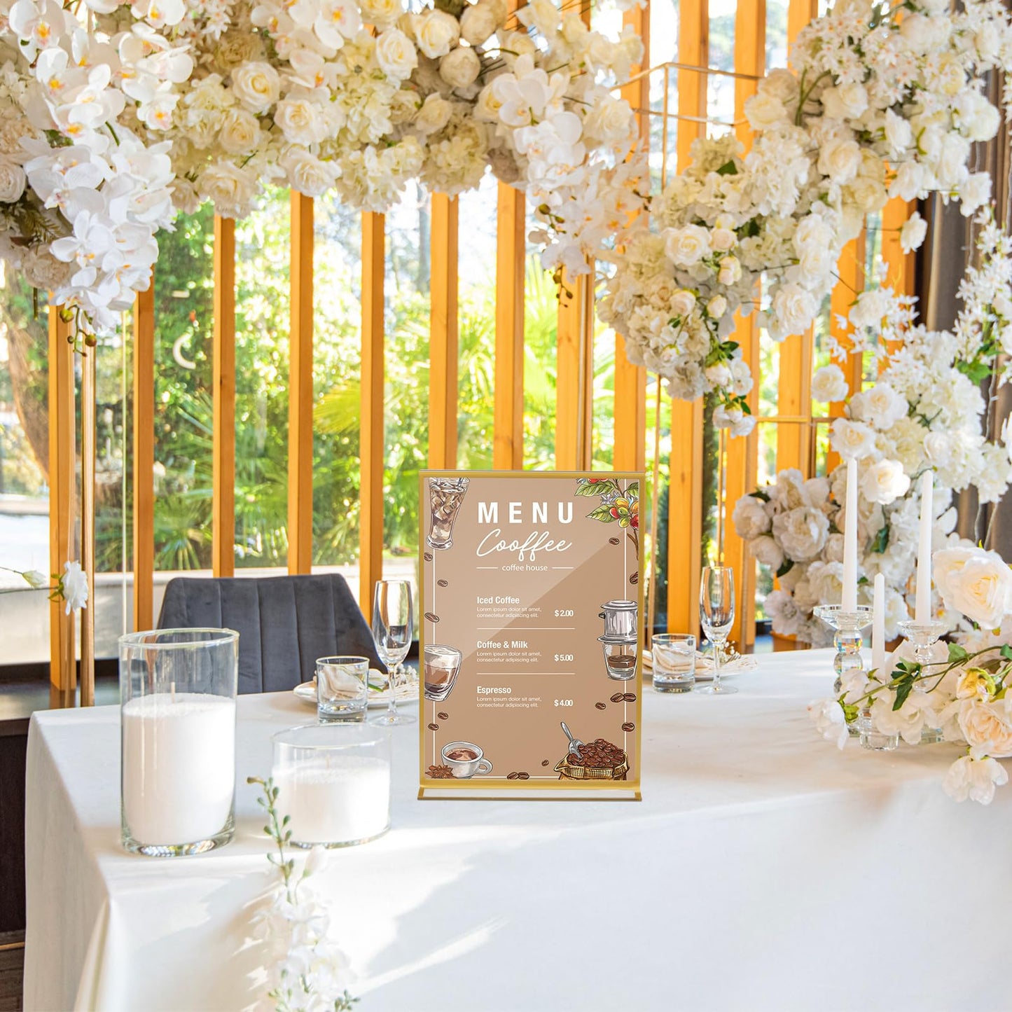 Tcevily 30 Pcs Gold Acrylic Sign Holder 4 x 6 Inch, Gold Picture Frames Double Sided Clear Wedding Table Number Holders for Wedding Restaurant Office Home Store Numbers Signs (4 x 6 inch)
