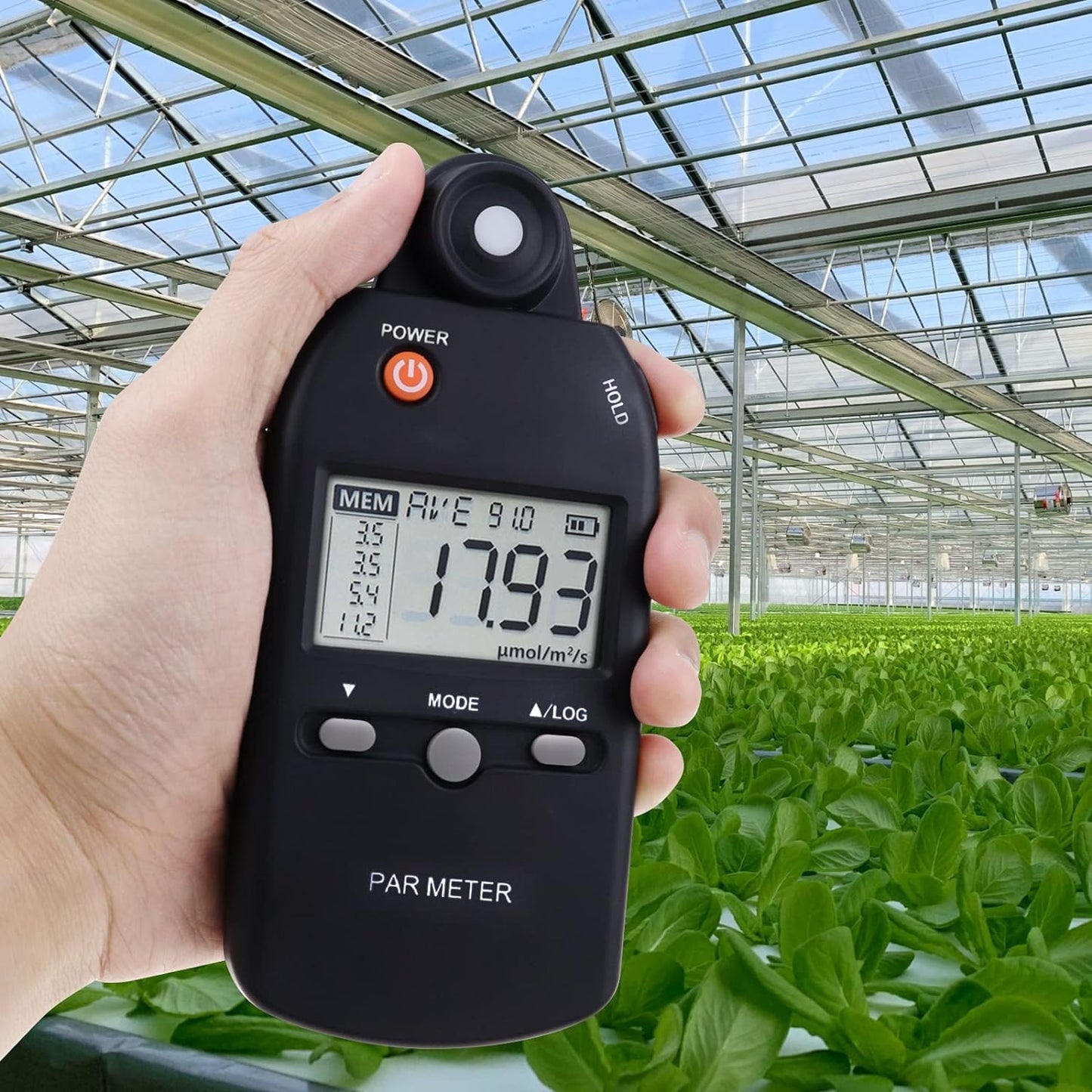 Quantum PAR Meter for LED Grow Light Full Spectrum PPFD Meter High Precision Quantum Sensor, Light Meter for Plants, Greenhouse and Farming Lux Meter Tester 400-700nm
