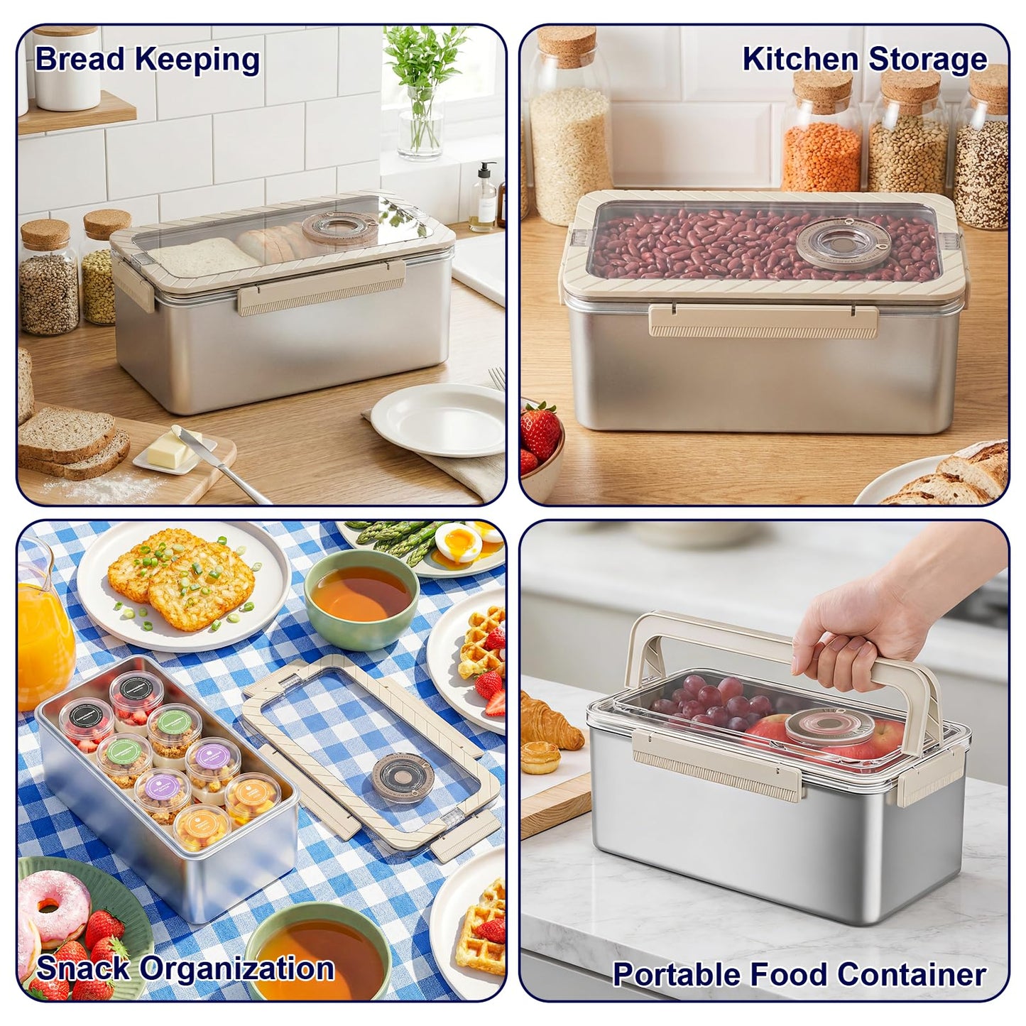 QCQHDU Bread Containers Corner Bread Box Keeper Food Storage Container