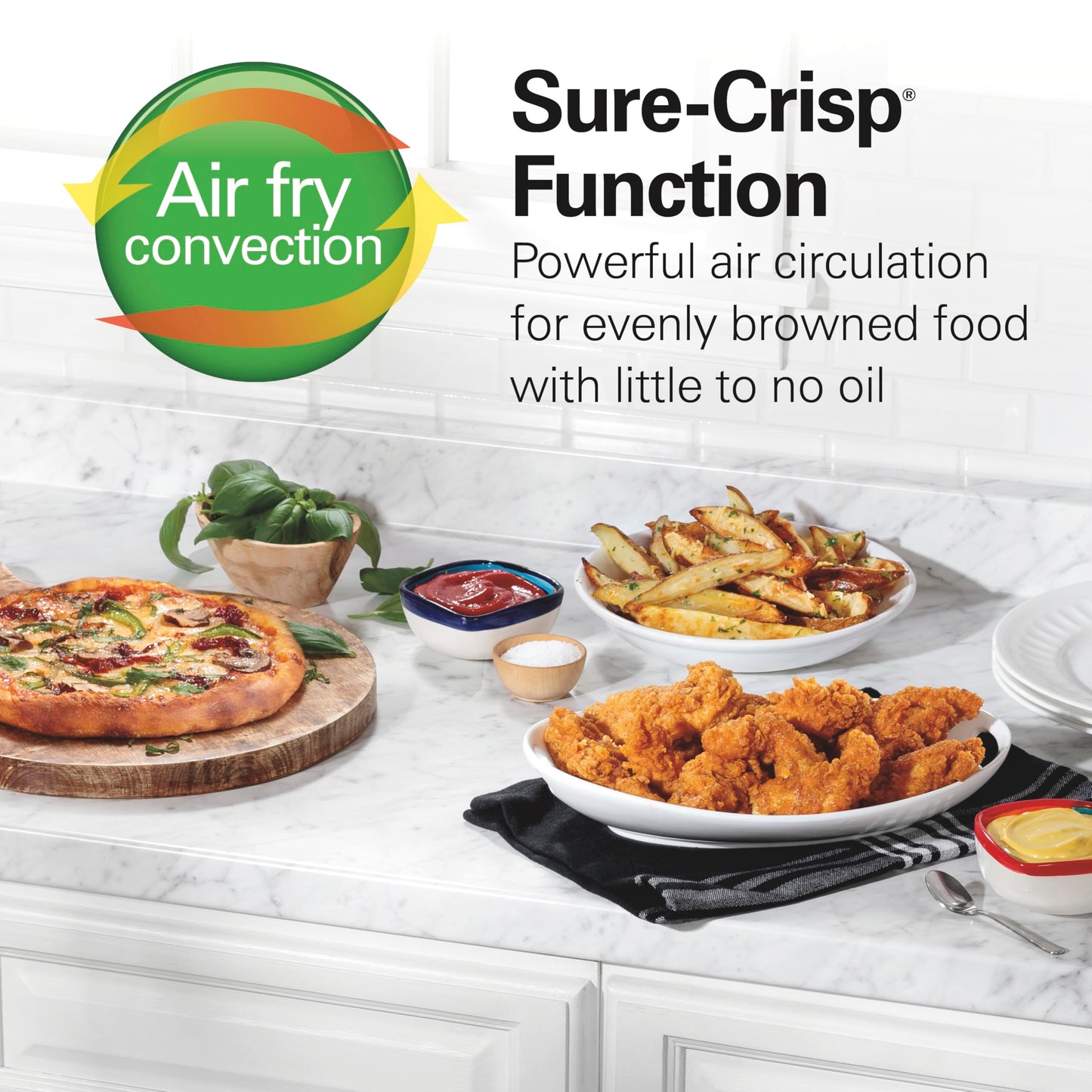 Hamilton Beach Sure-Crisp Air Fryer Toaster Oven Combo, Fits 9” Pizza, 4 Slice Capacity, Powerful Circulation, Auto Shutoff, Stainless Steel (31403)