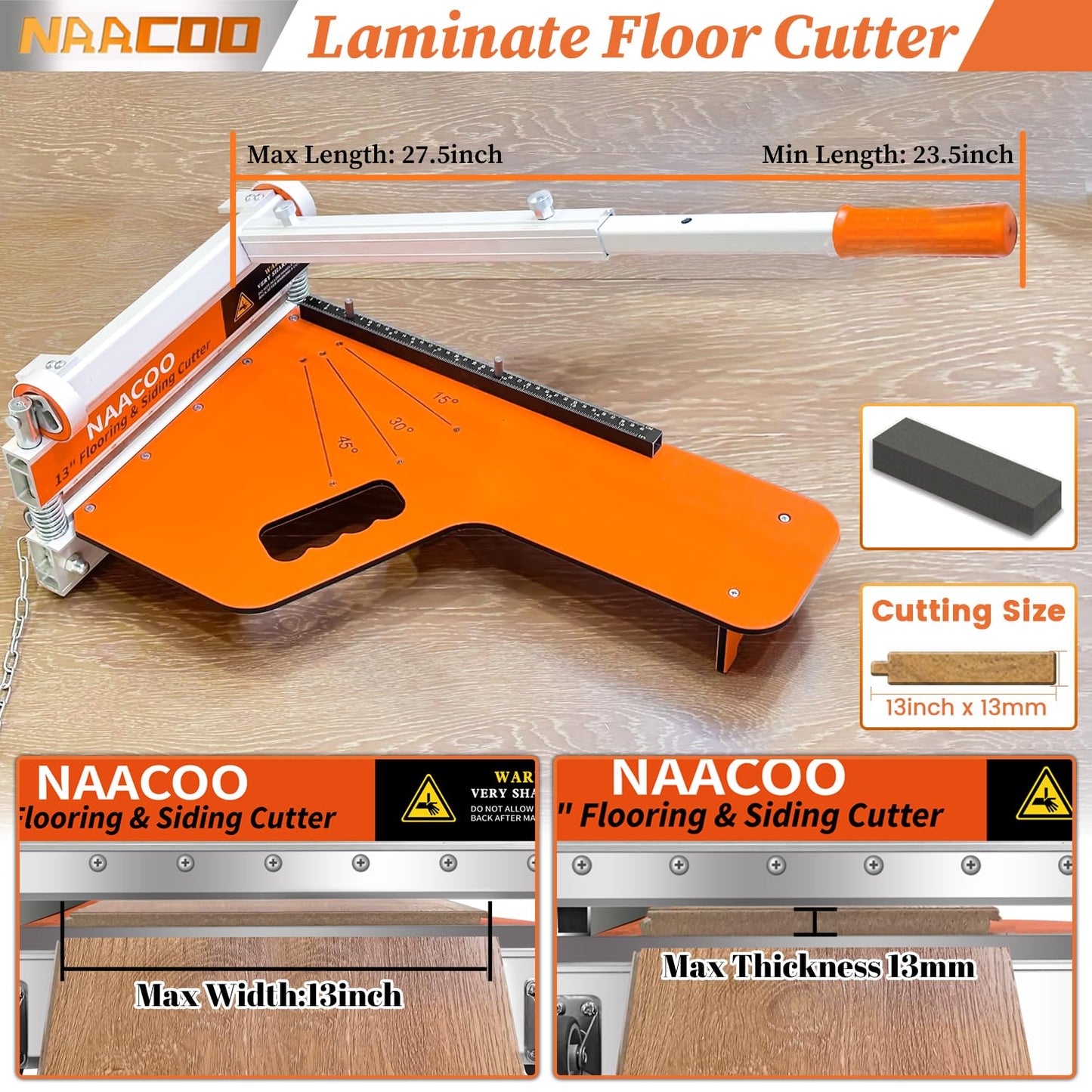 Laminate/Vinyl Floor Cutter, 13” Vinyl Plank Cutter with Wheel – Just 1 Step Meet Angle&Length Cutting, Flooring Tools - Cuts Laminate Floor, Engineer Wood, LVP/T, VCT, SPC, WPC