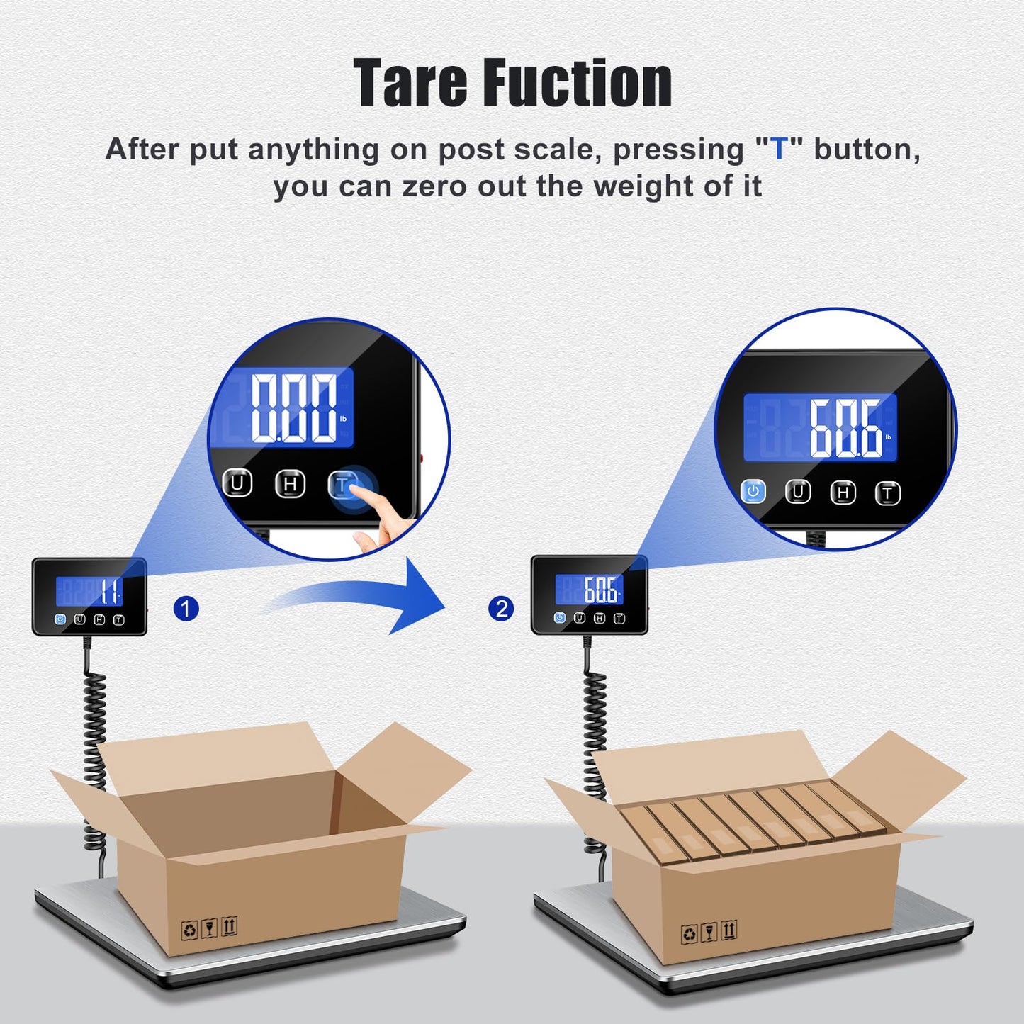 KUAIVO 660 lb Shipping Scale with Large LCD Display, Heavy Duty Postal Scale, 7 oz Accuracy, Digital Package Scale for Warehouse, Freight, Industrial and Home Business