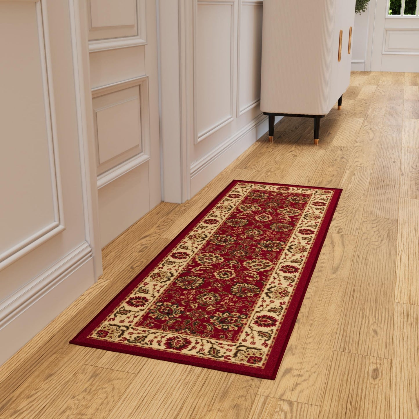 Ottomanson Hallway Runner Rug 2'7" x 9'6" Non Slip Oriental Area Rugs Easy to Clean Laundry Rug Runner Durable & Pet Friendly Floor Carpet Runners for Hallways Entryway Living Room Kitchen, Red