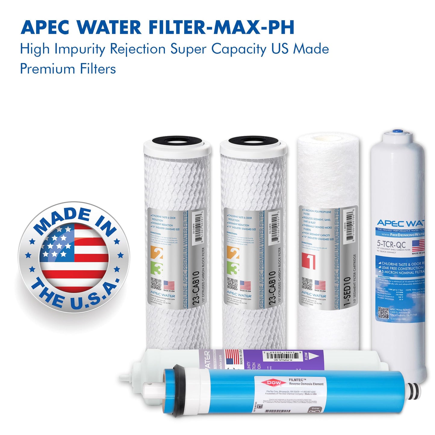 APEC 90 GPD Complete Replacement Filter Set for Ultimate Series Alkaline Reverse Osmosis Water Systems (Filter-MAX-PH)