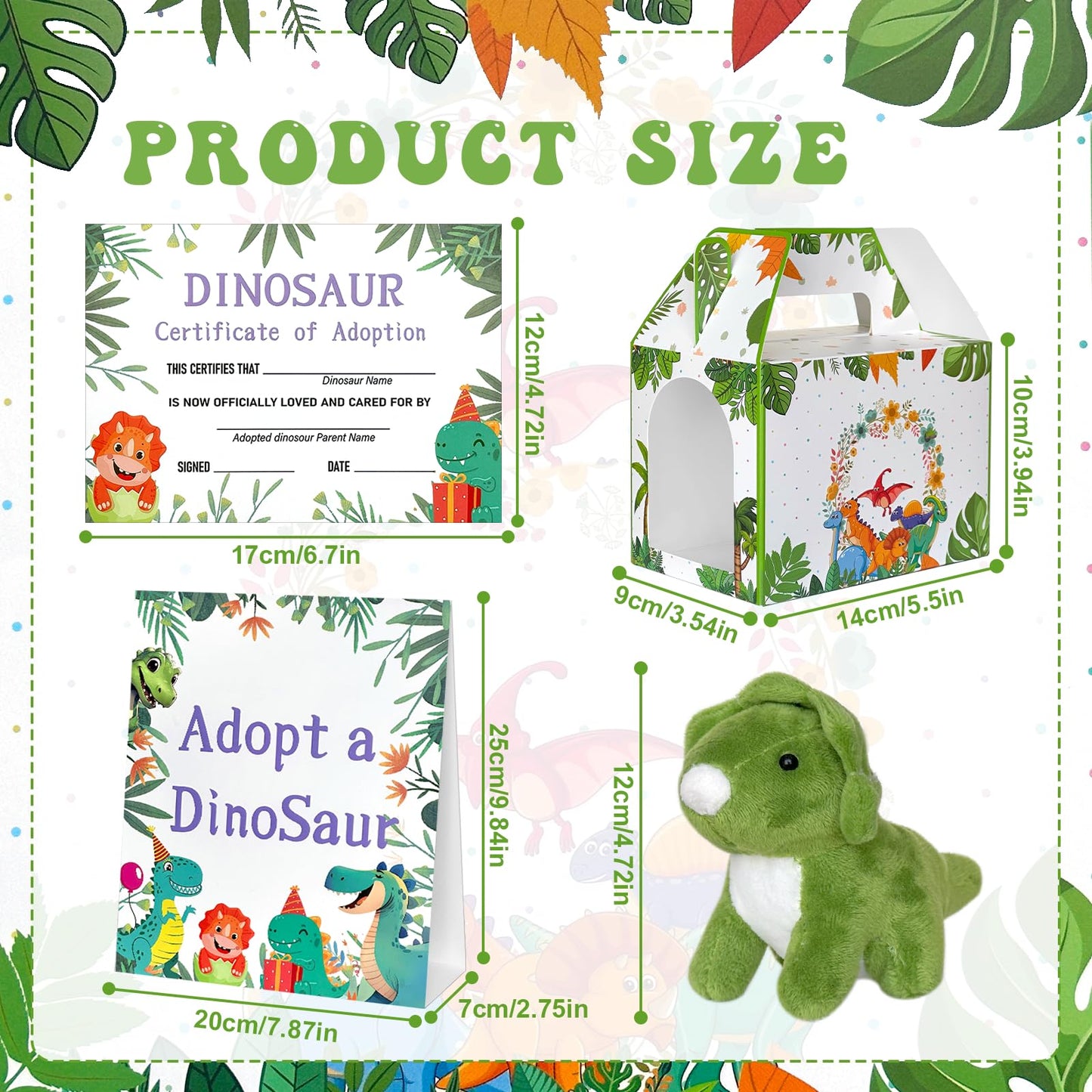 Gaiaring 38 Pcs Adopt a Dinosaur Pet Party Favors Include 12 Mini Plush Dinosaur 12 Foldable Boxes 12 Adopt Dinosaur Cards 1 Adopt Sign 1 Adopt Fence for Adopt A Pet Party