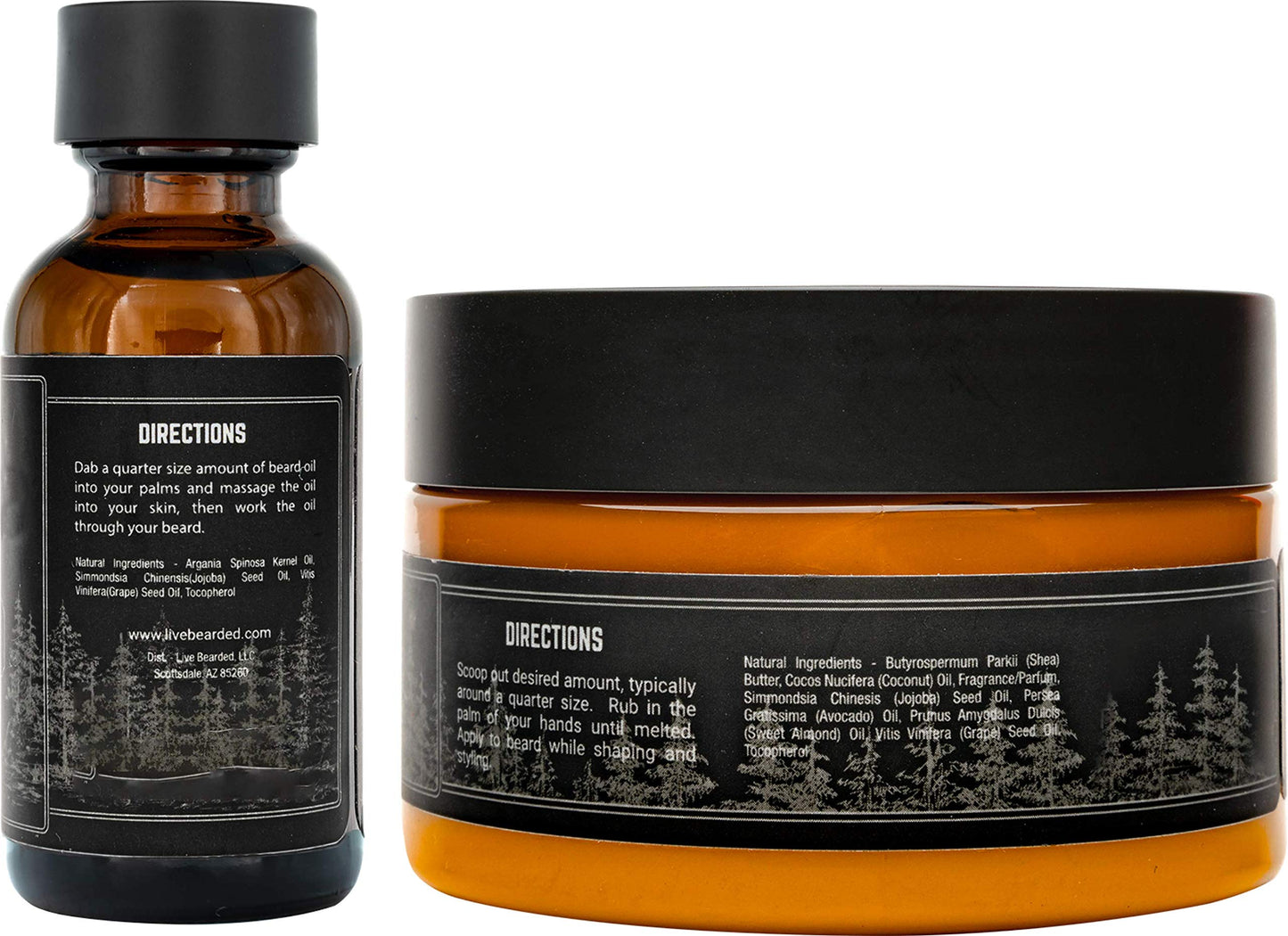 Live Bearded: Beard Oil and Beard Butter Grooming Kit - American - All-Natural Ingredients with Shea Butter, Argan Oil, Jojoba Oil and More - Beard Growth Support - Made in The USA