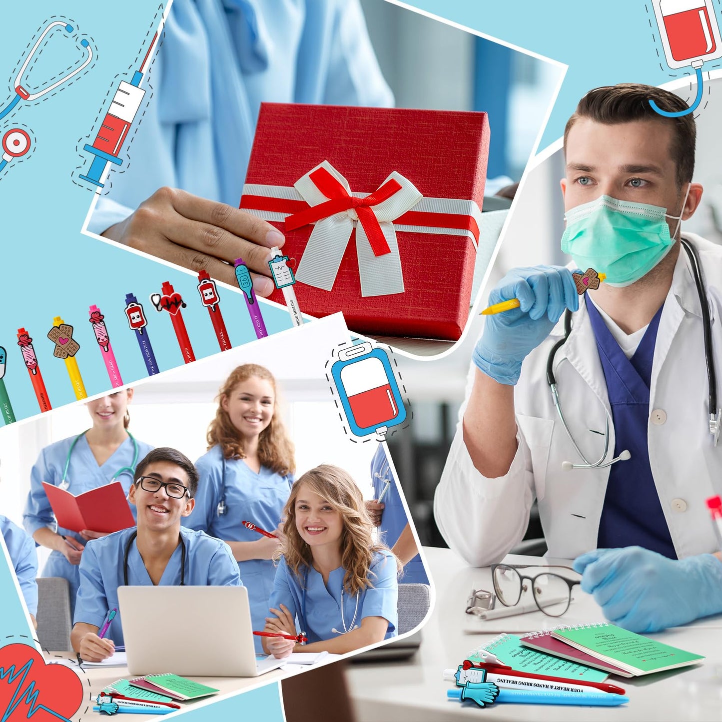 Tenceur 120 Pcs Nurse Week Gifts Bulk 2026 Include Notebooks Bookmark Ballpoint Pen Badge Canvas Bags, Nurse Appreciation Gift Set for Nursing Students School Hospital Office Supplies