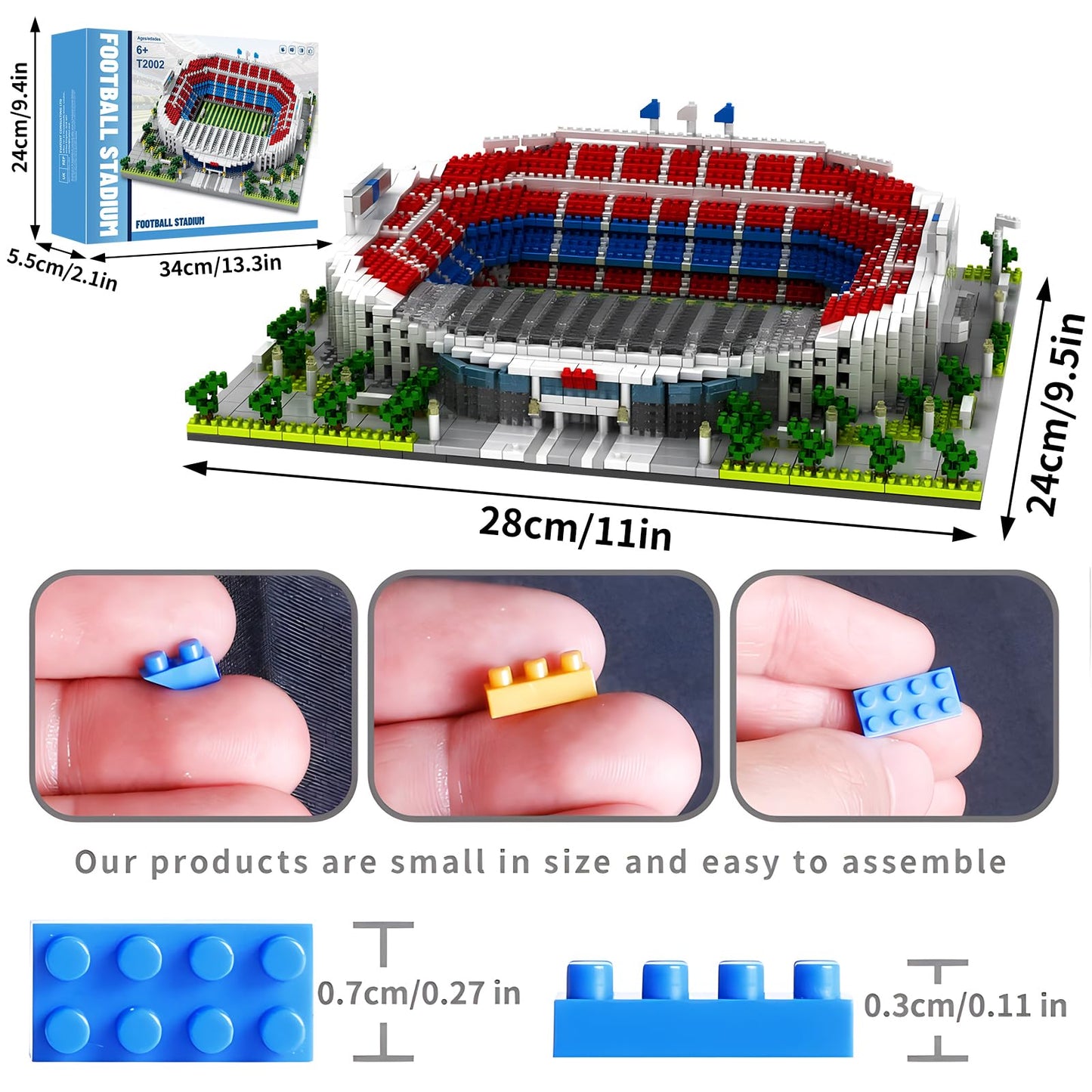 CAXIMSY Soccer Stadium Building Blocks Sets Toys Football Architecture Model Kits Gifts for Adults Kids Boys 3500+Pieces