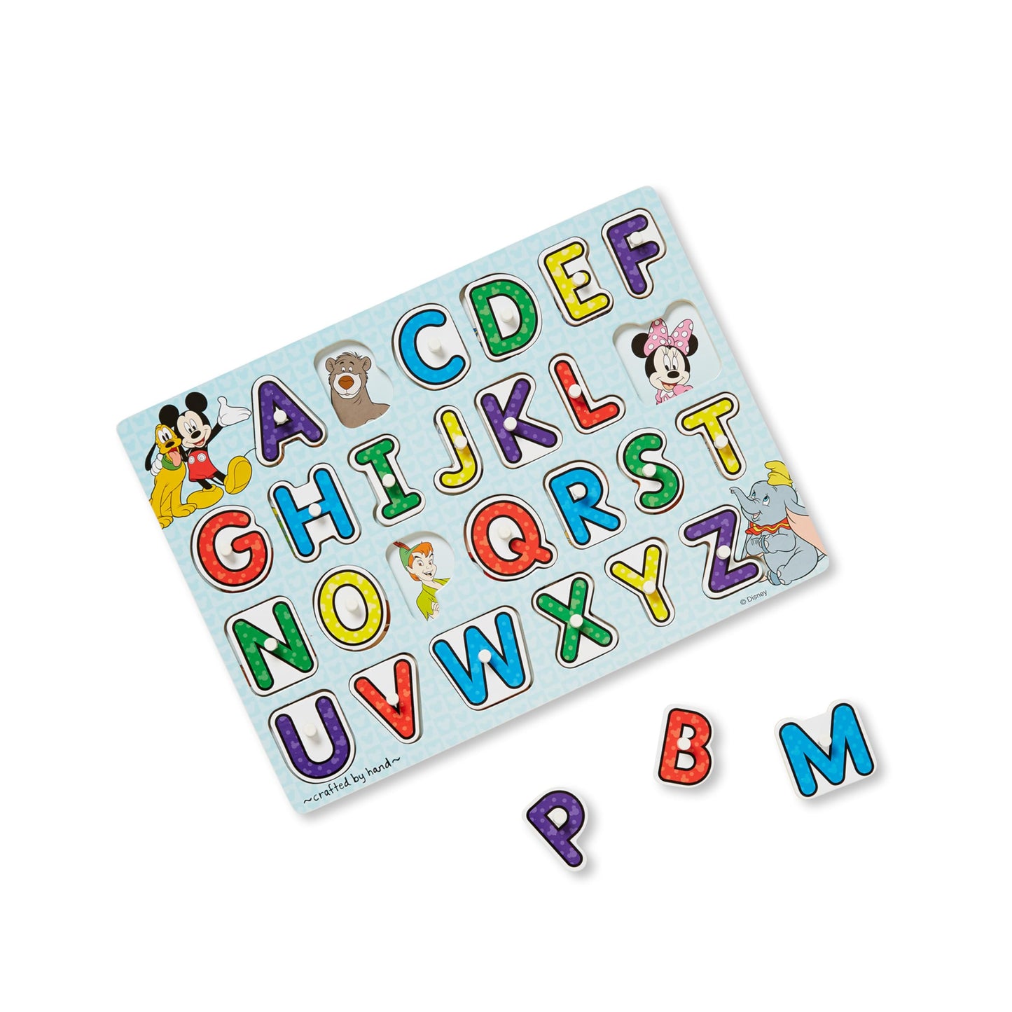 Melissa & Doug Disney Wooden Peg Puzzles Set: Letters, Numbers, and Shapes and ColorsLetters and Number Puzzles, Disney, for Toddlers and Kids Ages 3+