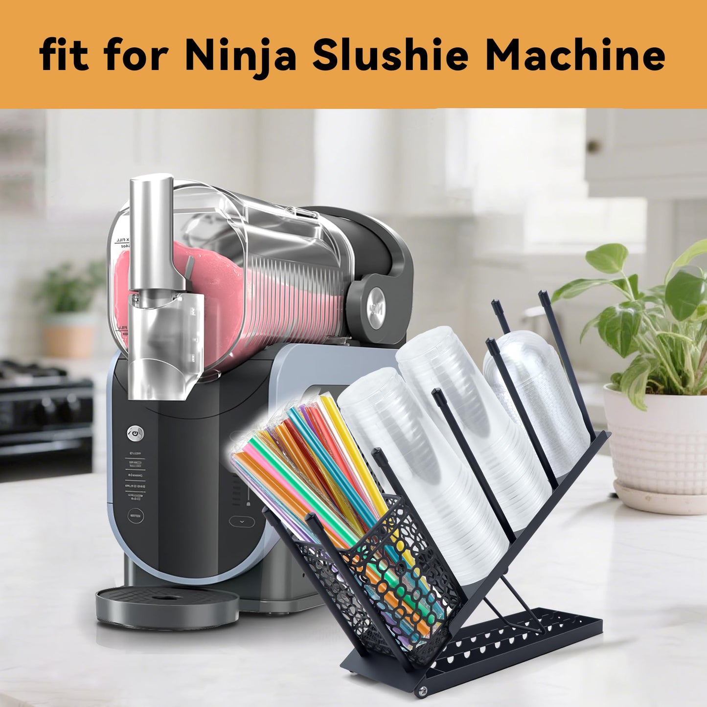 AODPWEN Cup and Lid Holder for Ninja Slushie Accessories, Adjustable Coffee Cup Holder Organizer for Ninja SLUSHi with RapidChill Technology