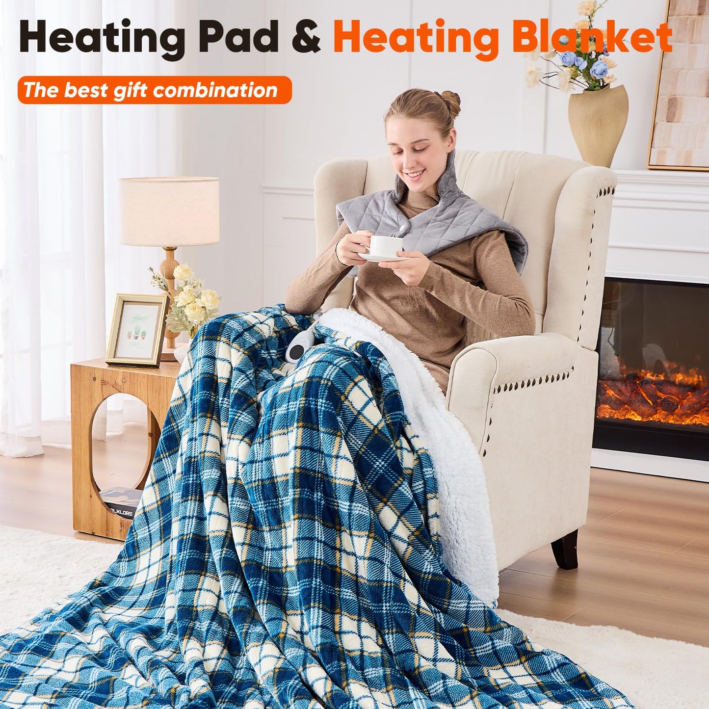 3 lb Weighted Heating Pad for Neck and Shoulders, Mothers Day Gifts for Mom Wife Grandma, Birthday Gifts for Men Women Dad, Instant Electric Heated Blanket with 9 Heat Options 4 Auto-Off Timer, Grey