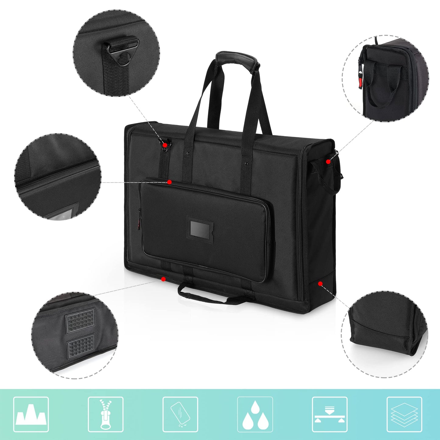 1st Place Products Foldable Padded Nylon Tote Carrying Case -Transport LCD Screens, Computers, Monitors & TVs Between 19" - 24" - Water Resistant - Shoulder Strap & Handle Options - Premium Quality