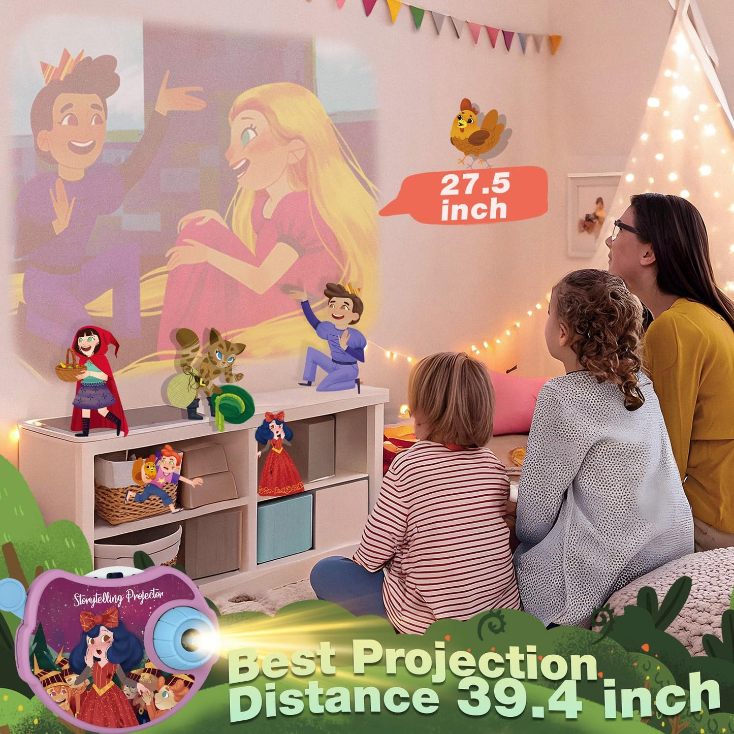 SMILESSKIDDO Book Projector for Kids - Storytelling Projector Bedtime Stories, 6 (Fairy Tale) Discs with Clear Projection, Educational Gift Story Toys for 3 4 5 6 Year Old Boys & Girls
