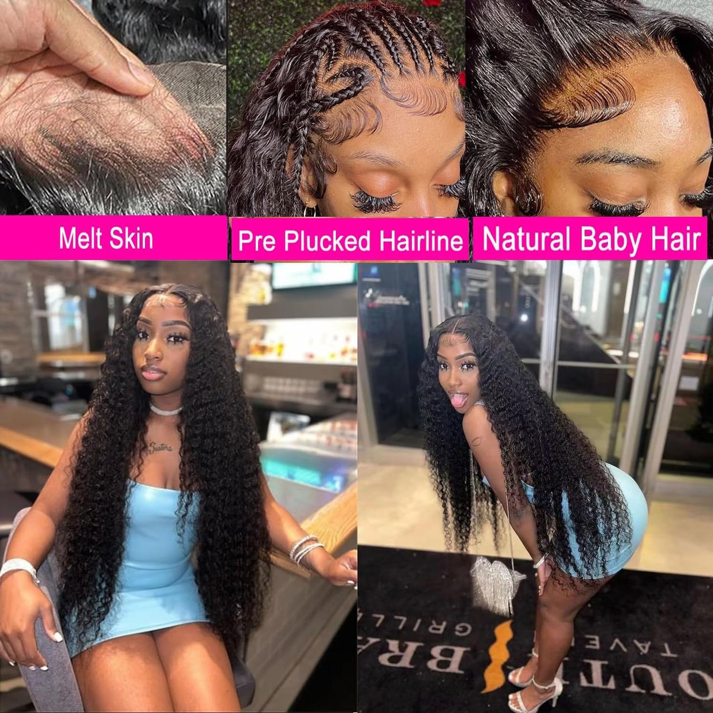 26 Inch 13x6 Deep Wave Lace Front Wigs Human Hair Pre Plucked HD Lace Front Curly Wigs Human Hair 200% Density Glueless Frontal Wigs Human Hair with Baby Hair Curly Wigs for Women Natural Black