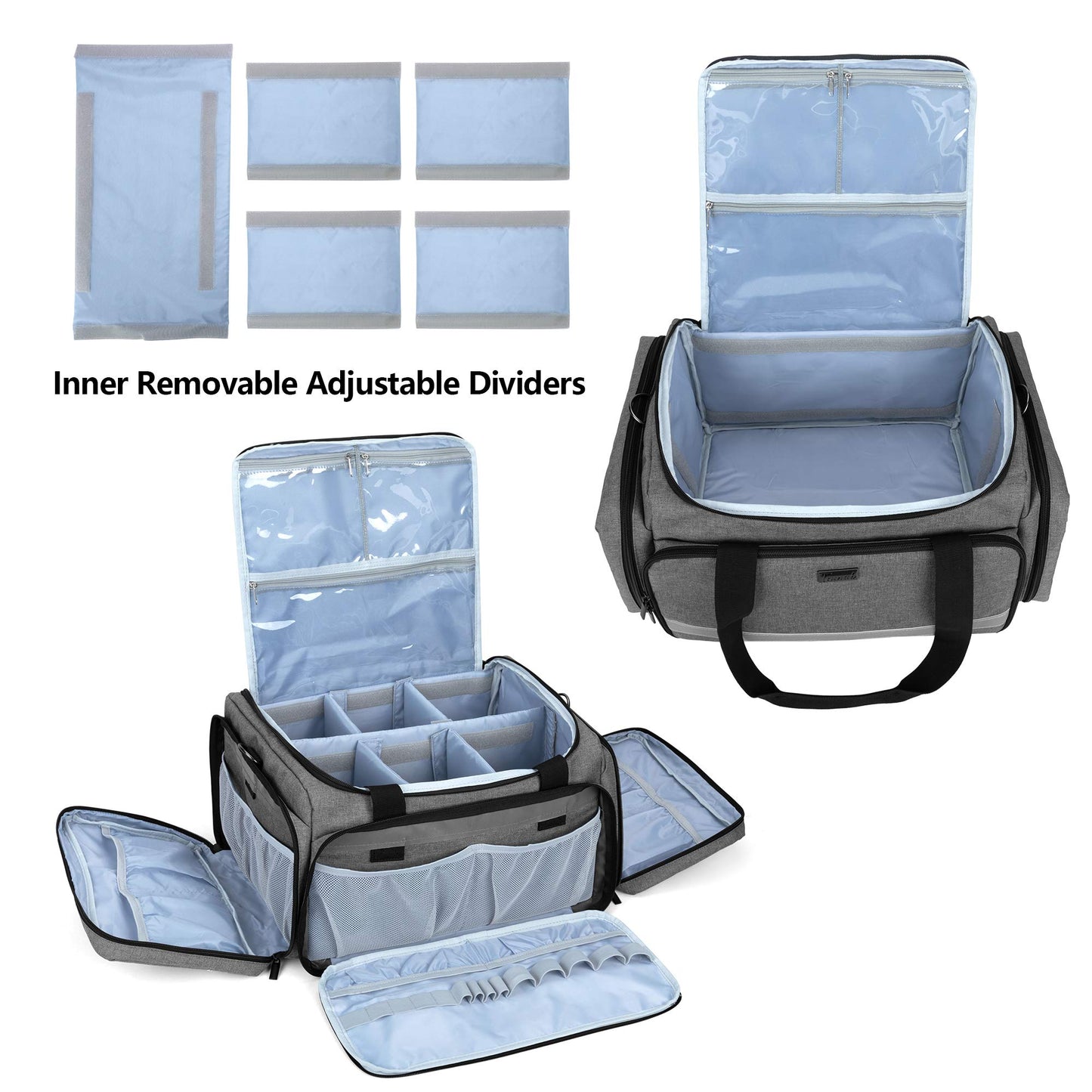 Trunab First Responder Bag Empty, Professional Medical Supplies Bag First Aid Kits Bag with Inner Dividers for Home Health Nurse, Community Care, EMT, EMS, Bag Only, Grey - Patented Design