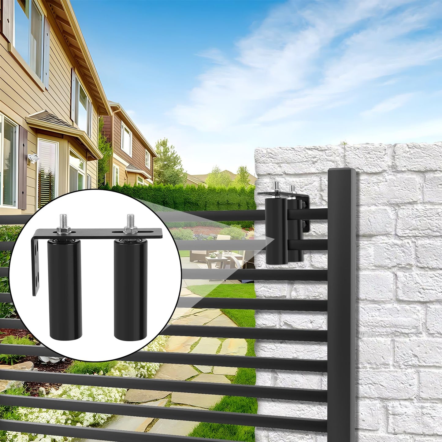 6"Gate Roller Guide,Sliding Gate Hardware with L-Sliding Gate Brackets,Sliding Gate Kit,Universal Adjustable Heavy Duty Sliding Gate Rollers,Rolling Gate Hardware Kit (2Pack)