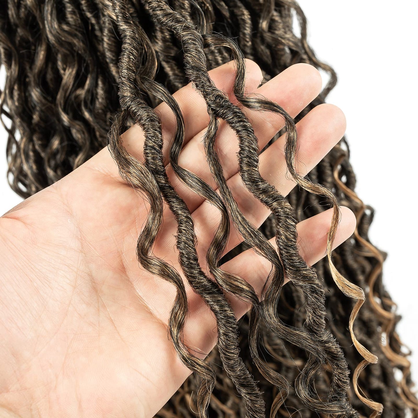Aipin Long New Goddess Locs Crochet Hair 22 Inch Boho River Locs Hippie Locs Wavy Crochet With Curly Hair In Middle And Ends Braids Hair Extensions (8Packs,22 inch, T27)